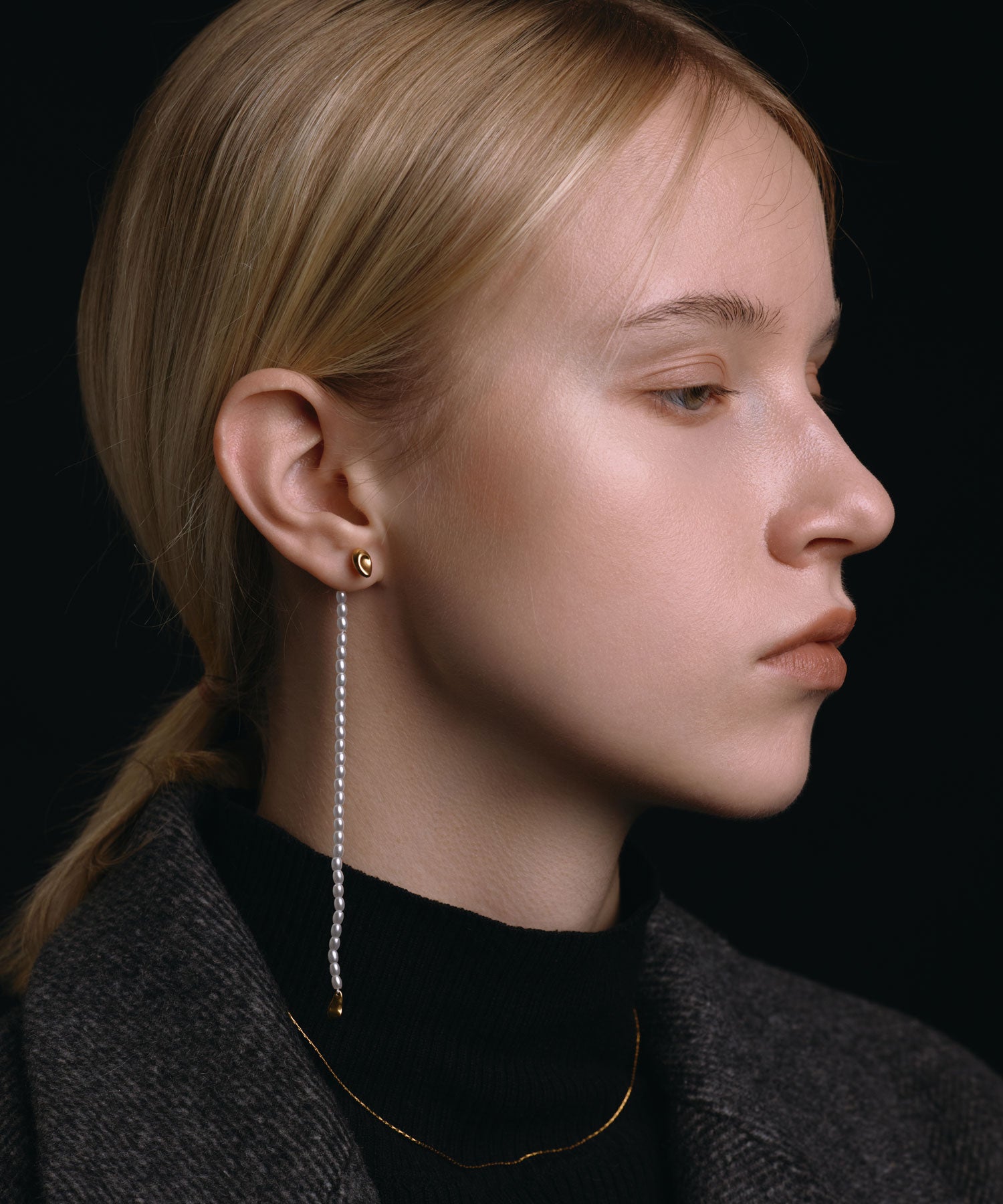 [ゴールド]ストリアラインパールピアス