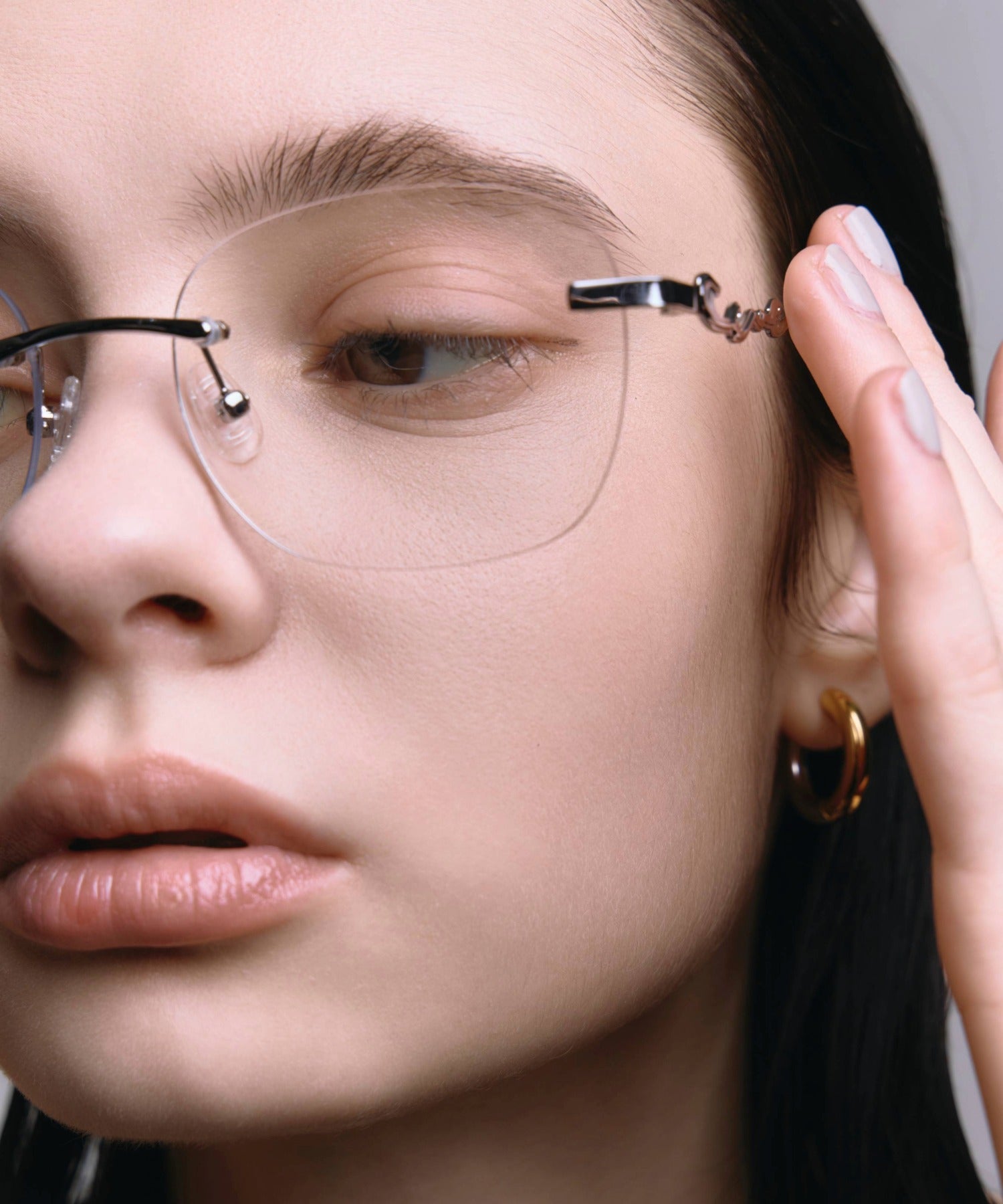 [クリア]テンプルロゴリムレスアイウェア