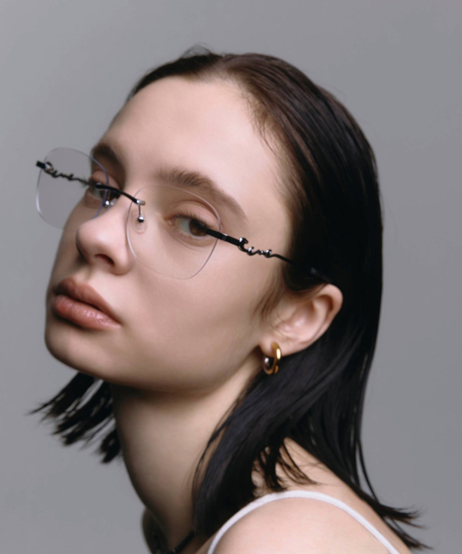 [クリア]テンプルロゴリムレスアイウェア