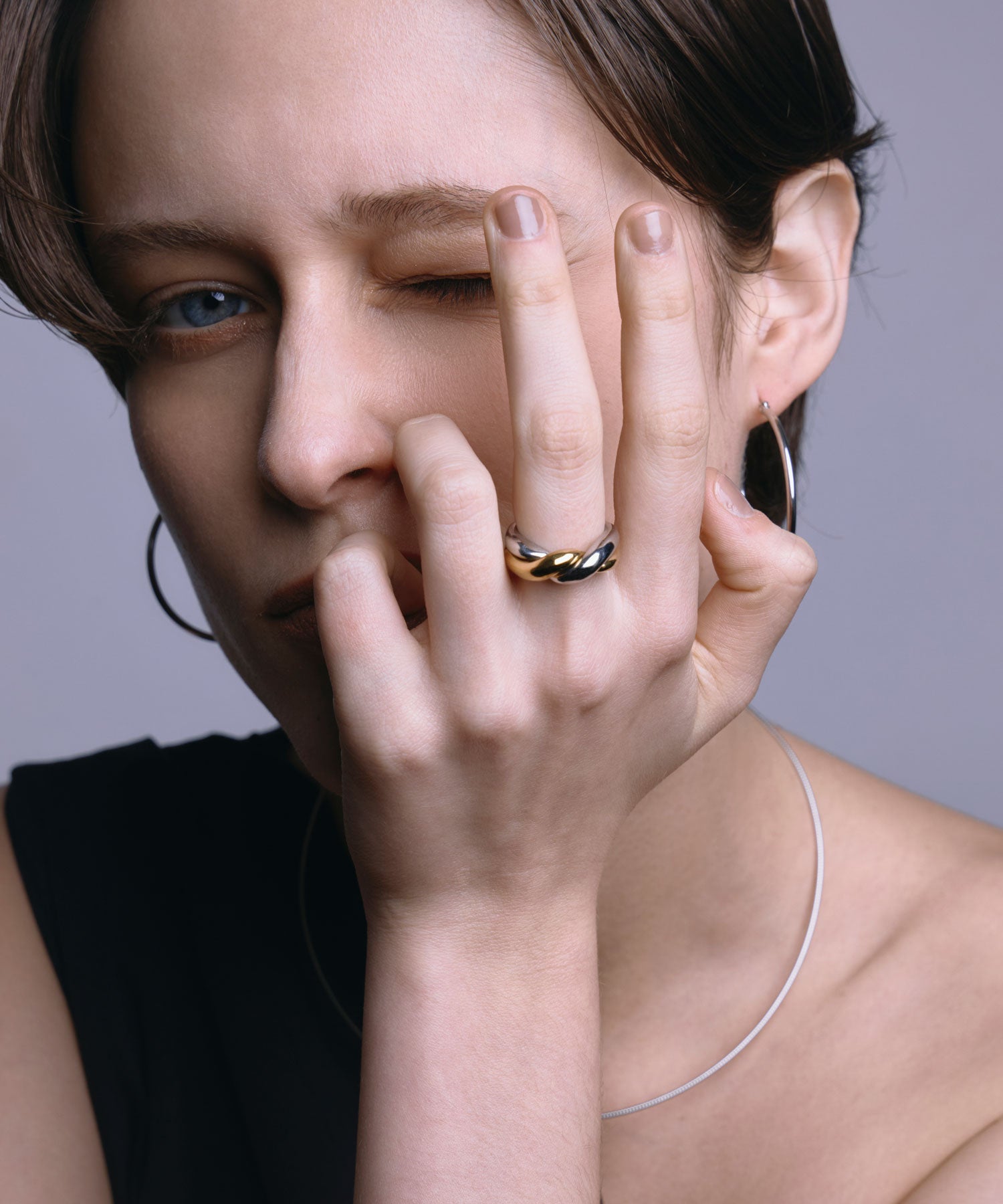 santaku リング double twist ring 19号 ミックス]ツイストダブルリング