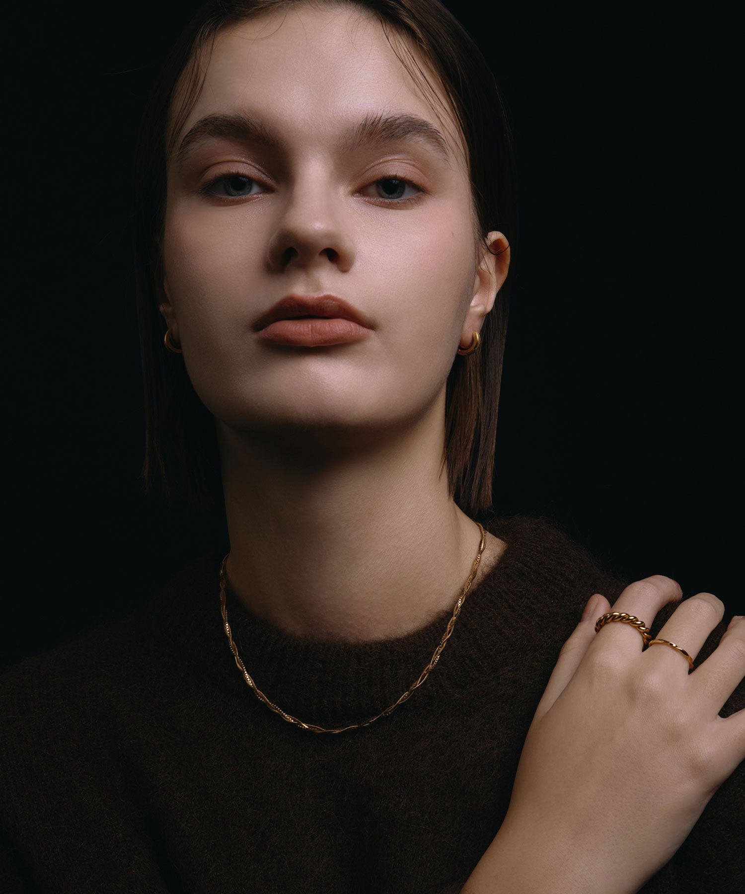 [Gold] Twist Hoop Ring