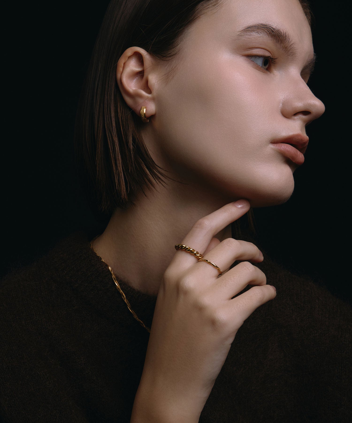 [Gold] Twist Hoop Ring