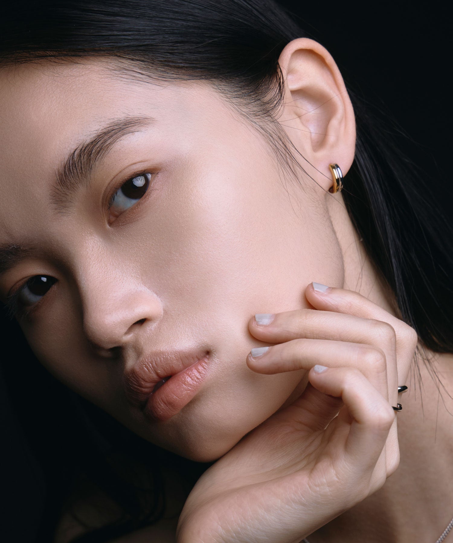 ミックス]ツートーンミニフープピアス