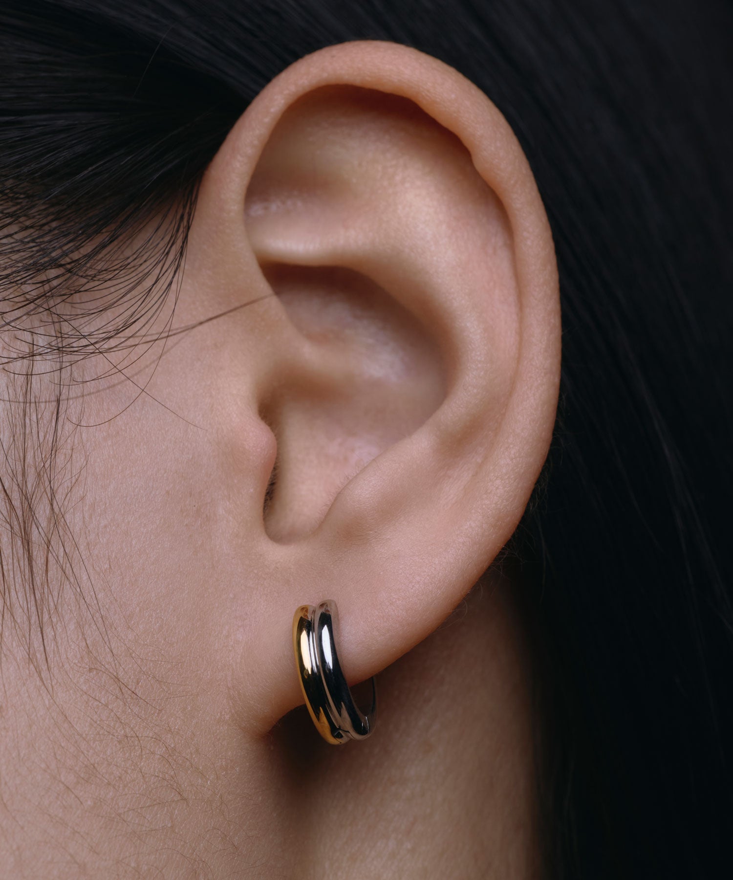 ミックス]ツートーンミニフープピアス