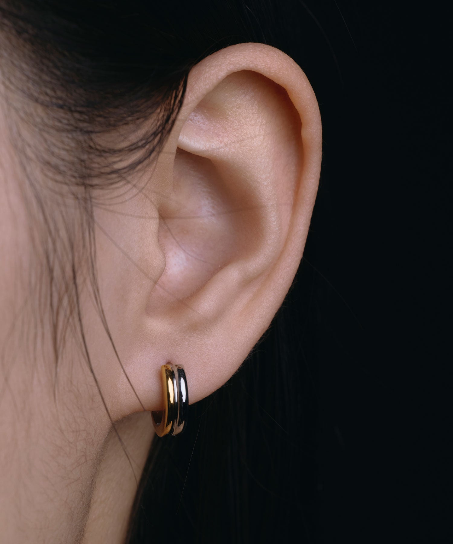 ミックス]ツートーンミニフープピアス