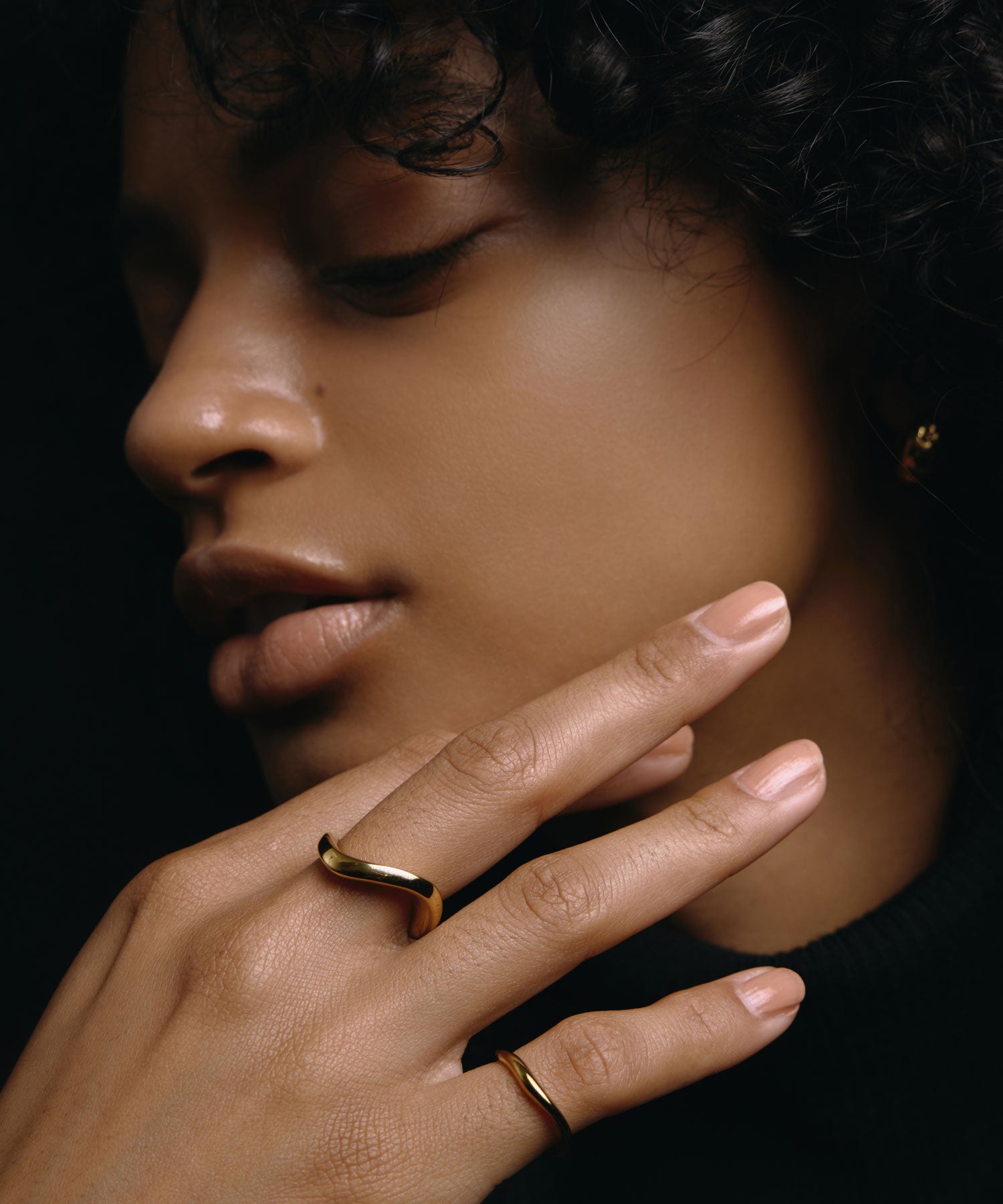 【予約販売(2月中～下旬発送予定)】[ゴールド]ウェーブピンキーリング