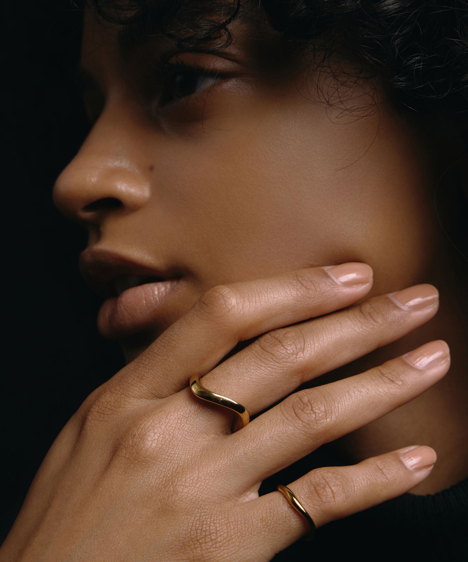 【予約販売(2月中～下旬発送予定)】[ゴールド]ウェーブピンキーリング