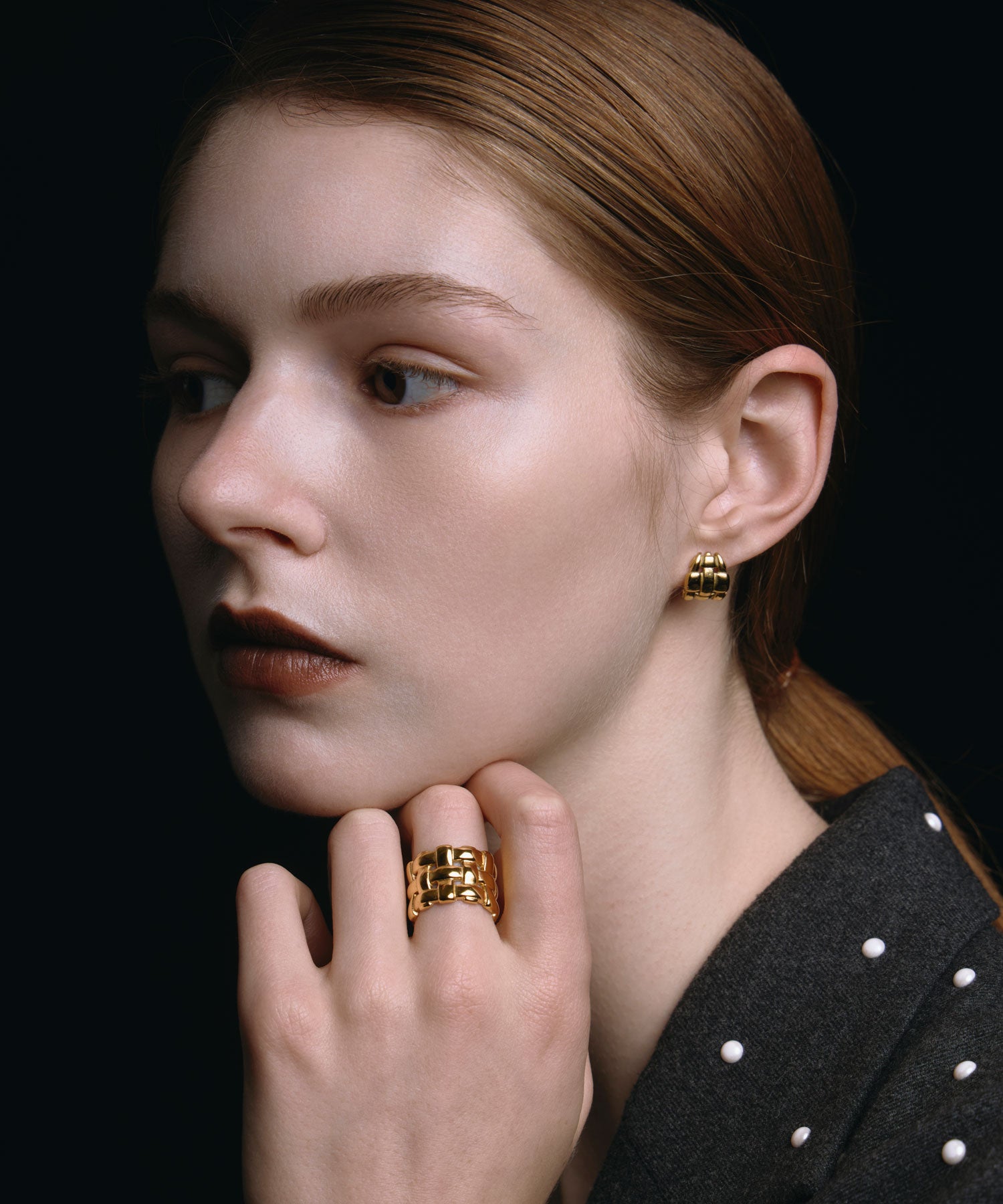 [ゴールド]ワイドメッシュピアス