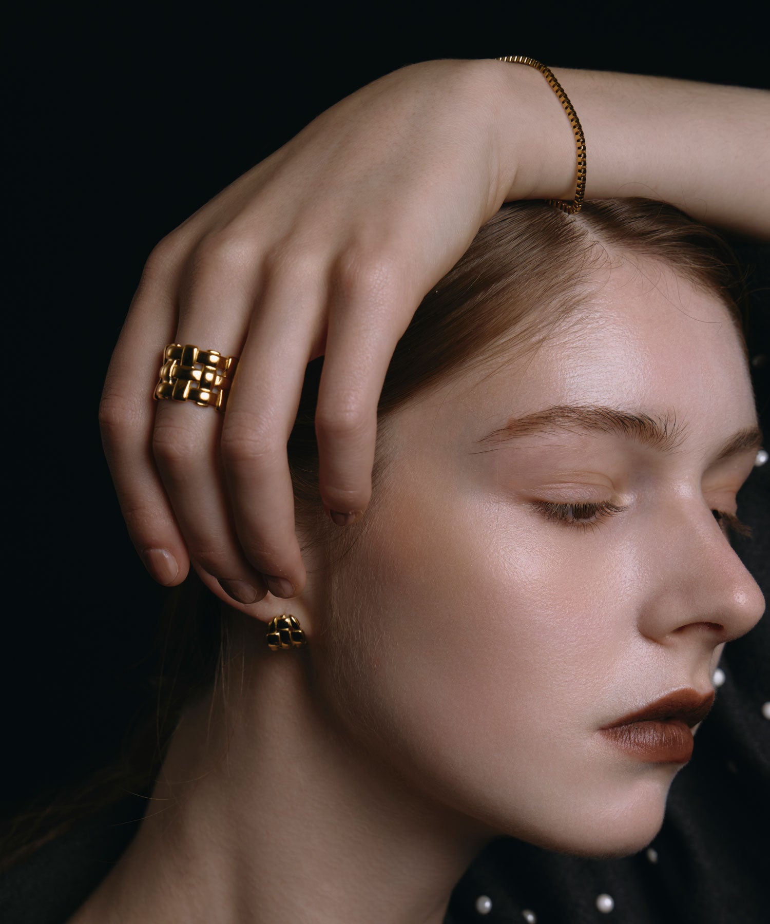 [ゴールド]ワイドメッシュピアス