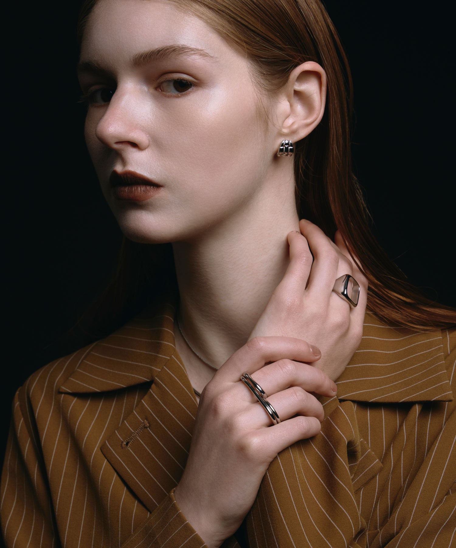 [シルバー]ワイドメッシュピアス