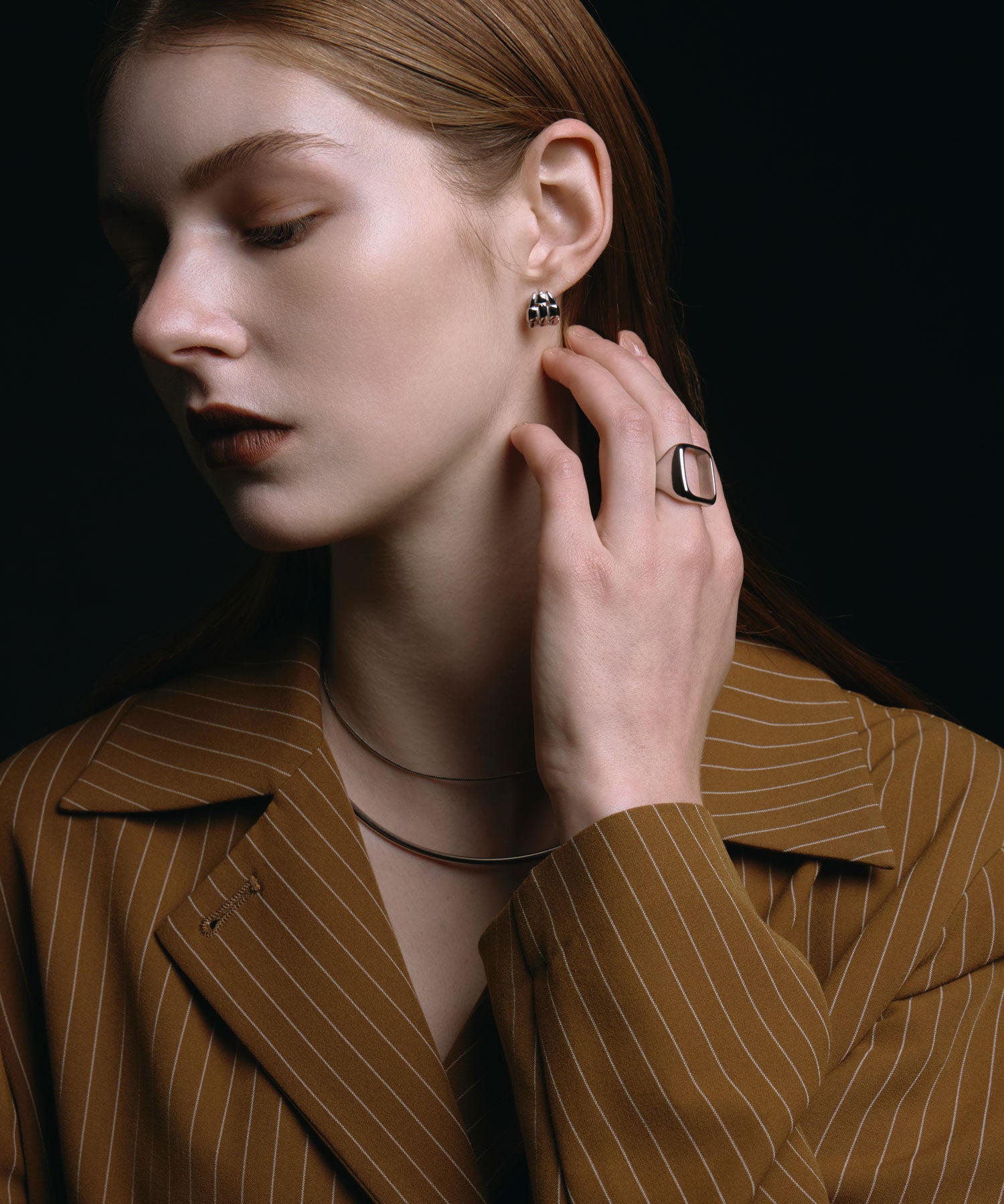 [シルバー]ワイドメッシュピアス