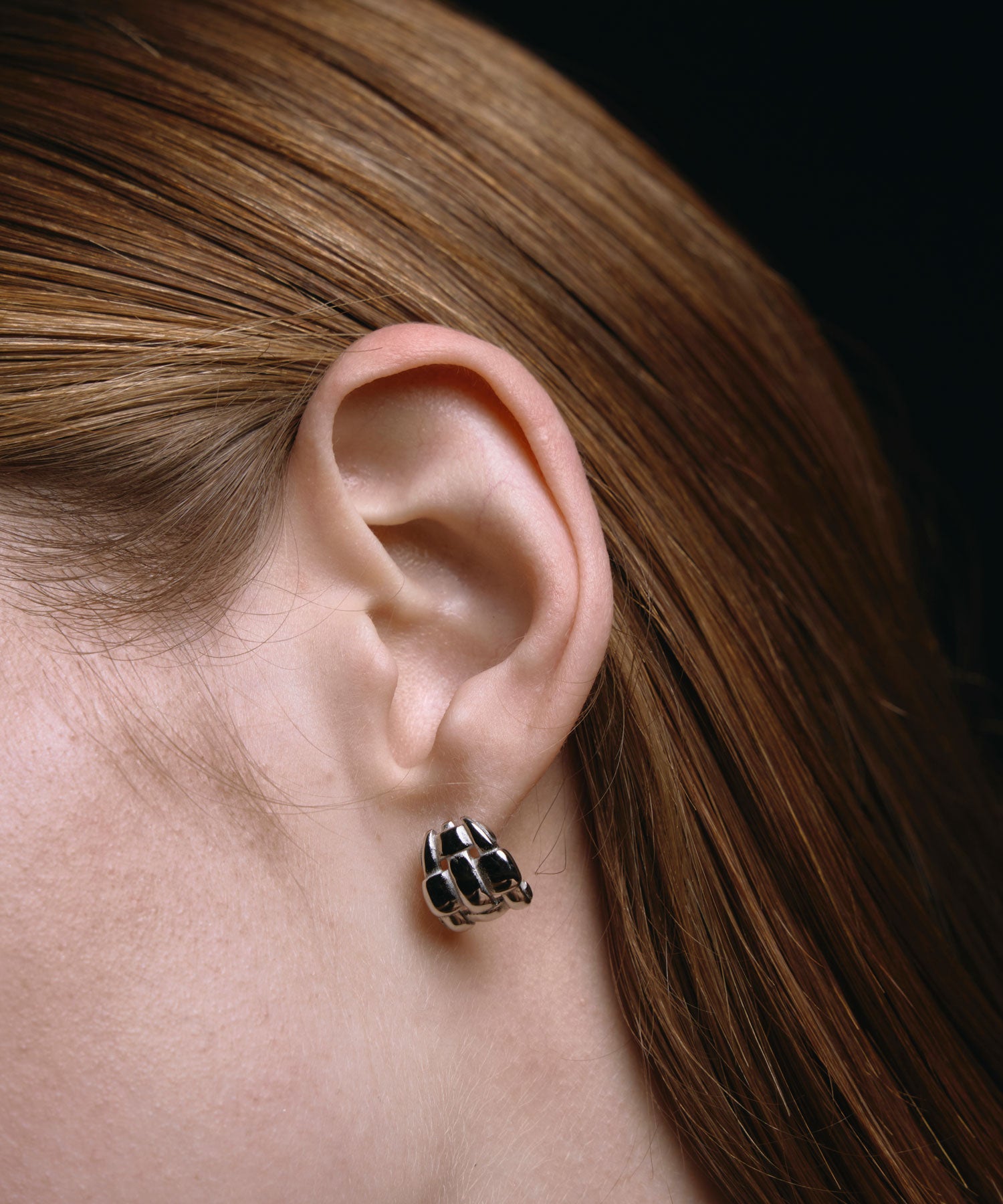 [シルバー]ワイドメッシュピアス