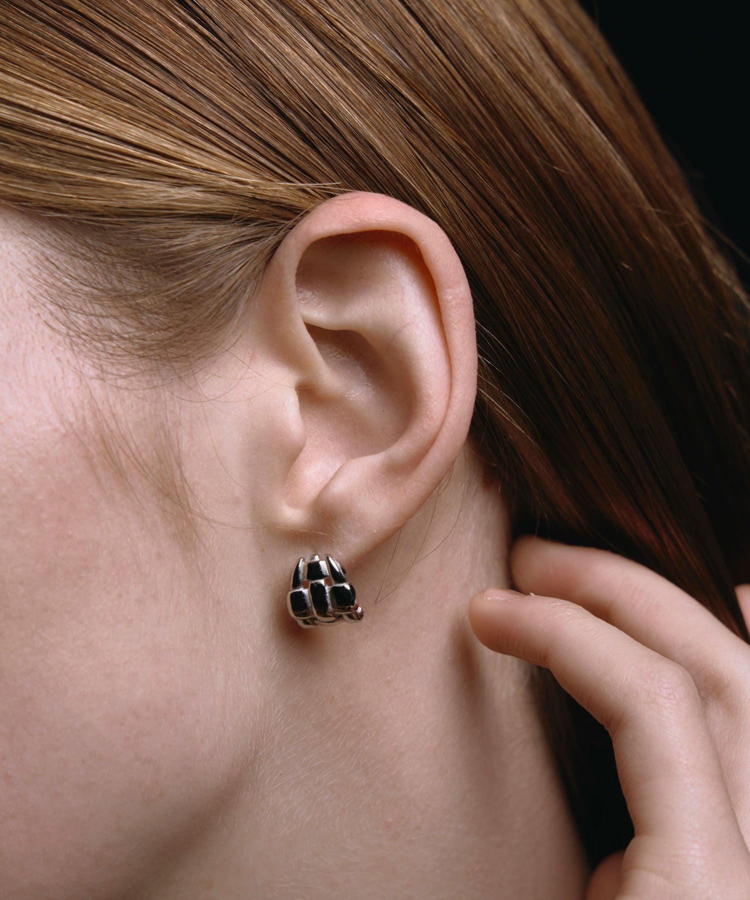 [シルバー]ワイドメッシュピアス