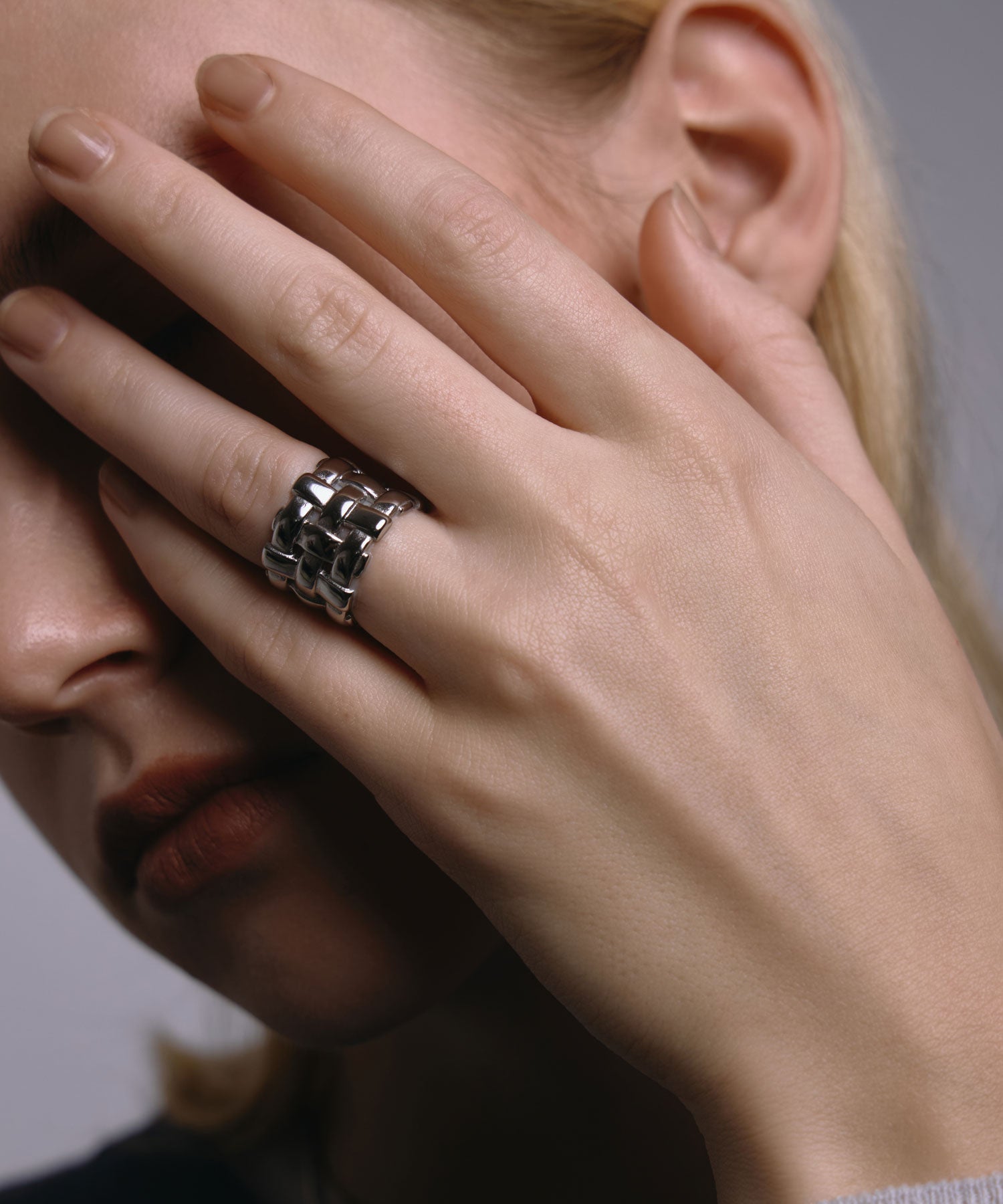 [シルバー]ワイドメッシュリング