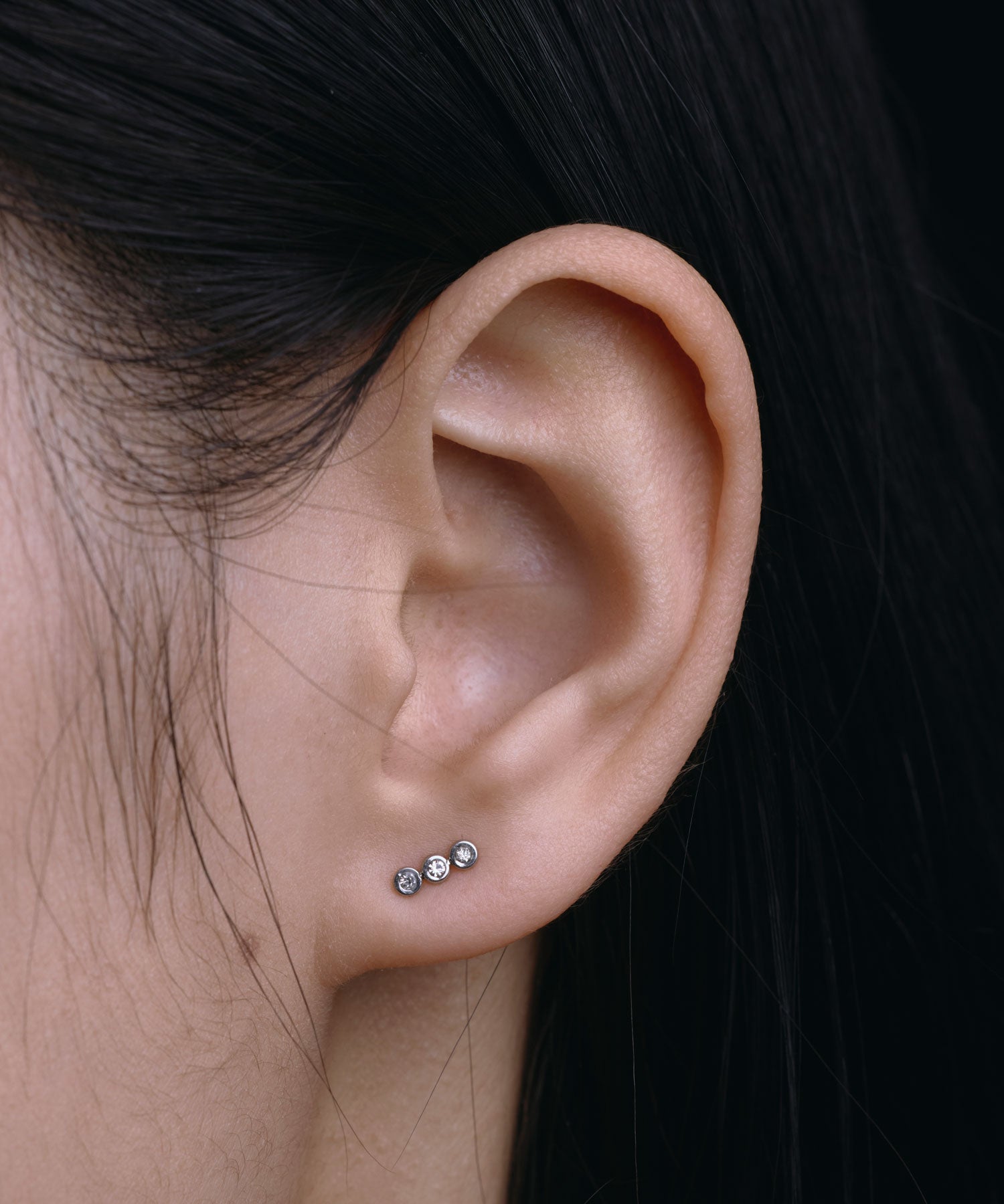 [銀色]鋯石環形耳環