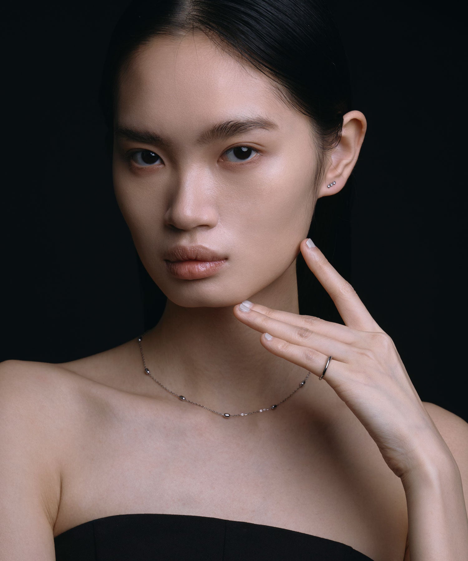 [銀色]鋯石環形耳環