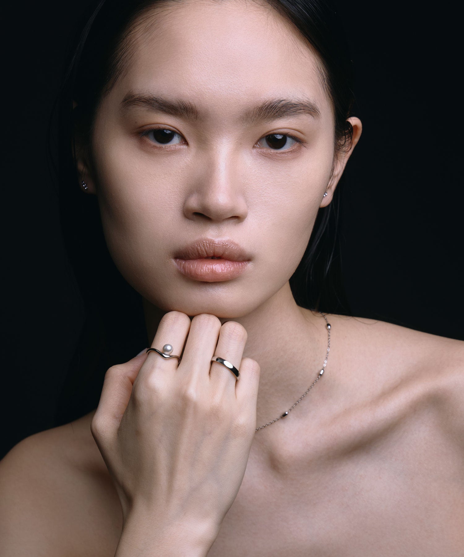 [銀色]鋯石環形耳環