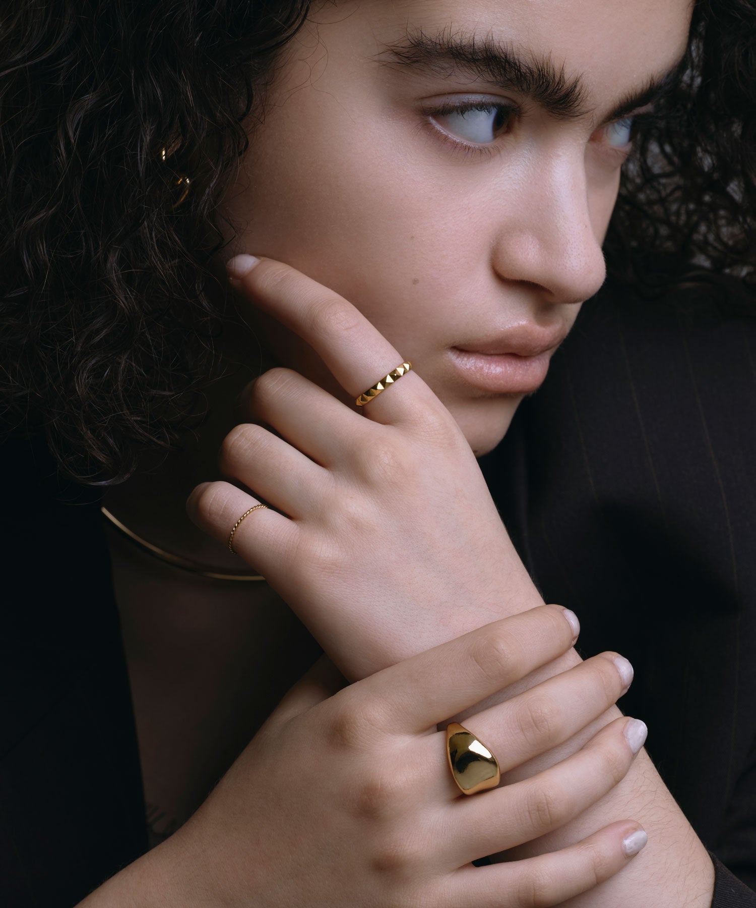 [ゴールド]ブロックカットリング