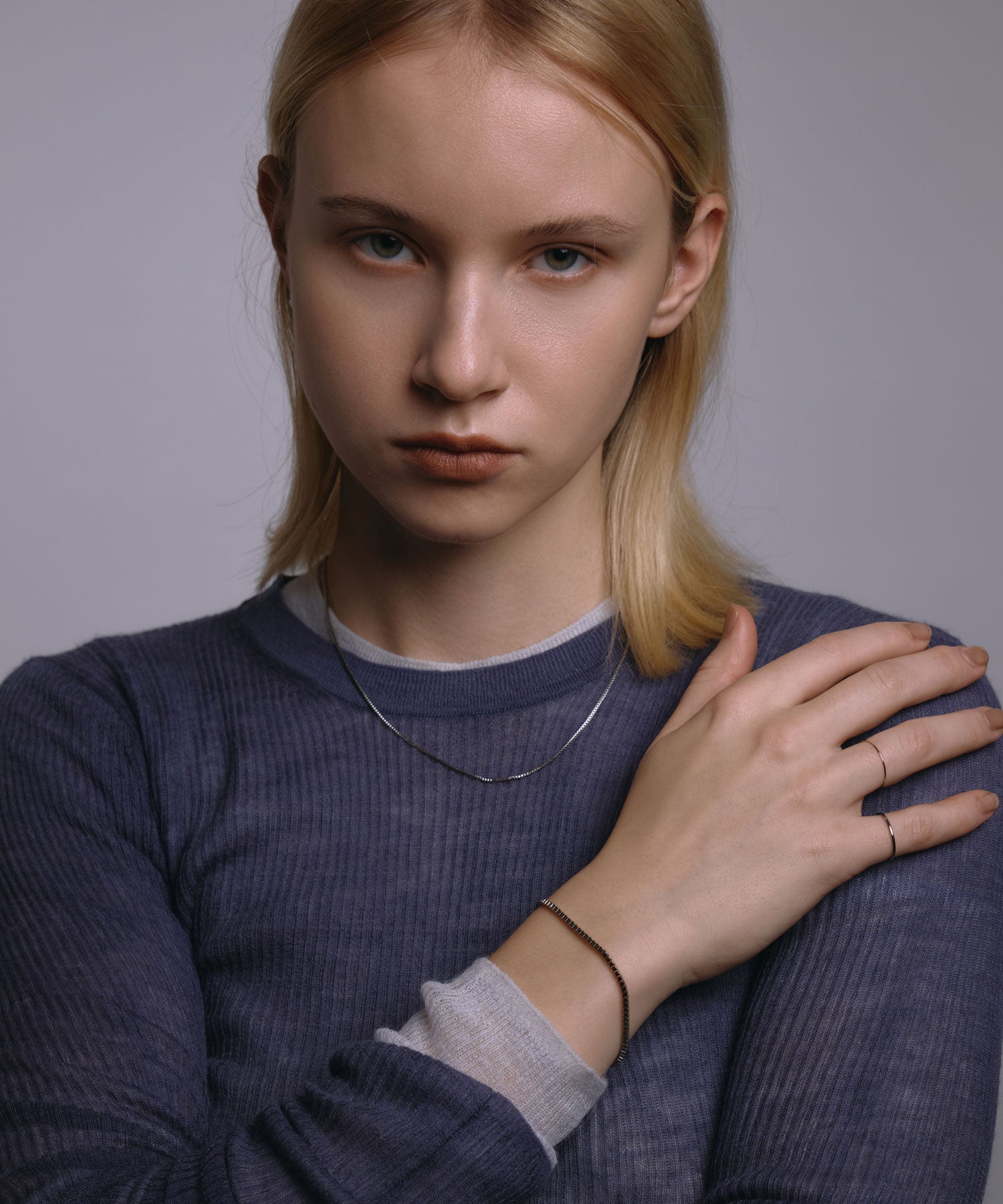 シルバー]ボックスチェーンブレスレット