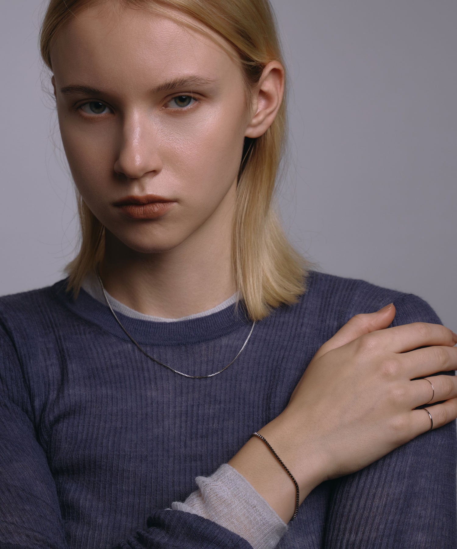 [シルバー]ボックスチェーンネックレス