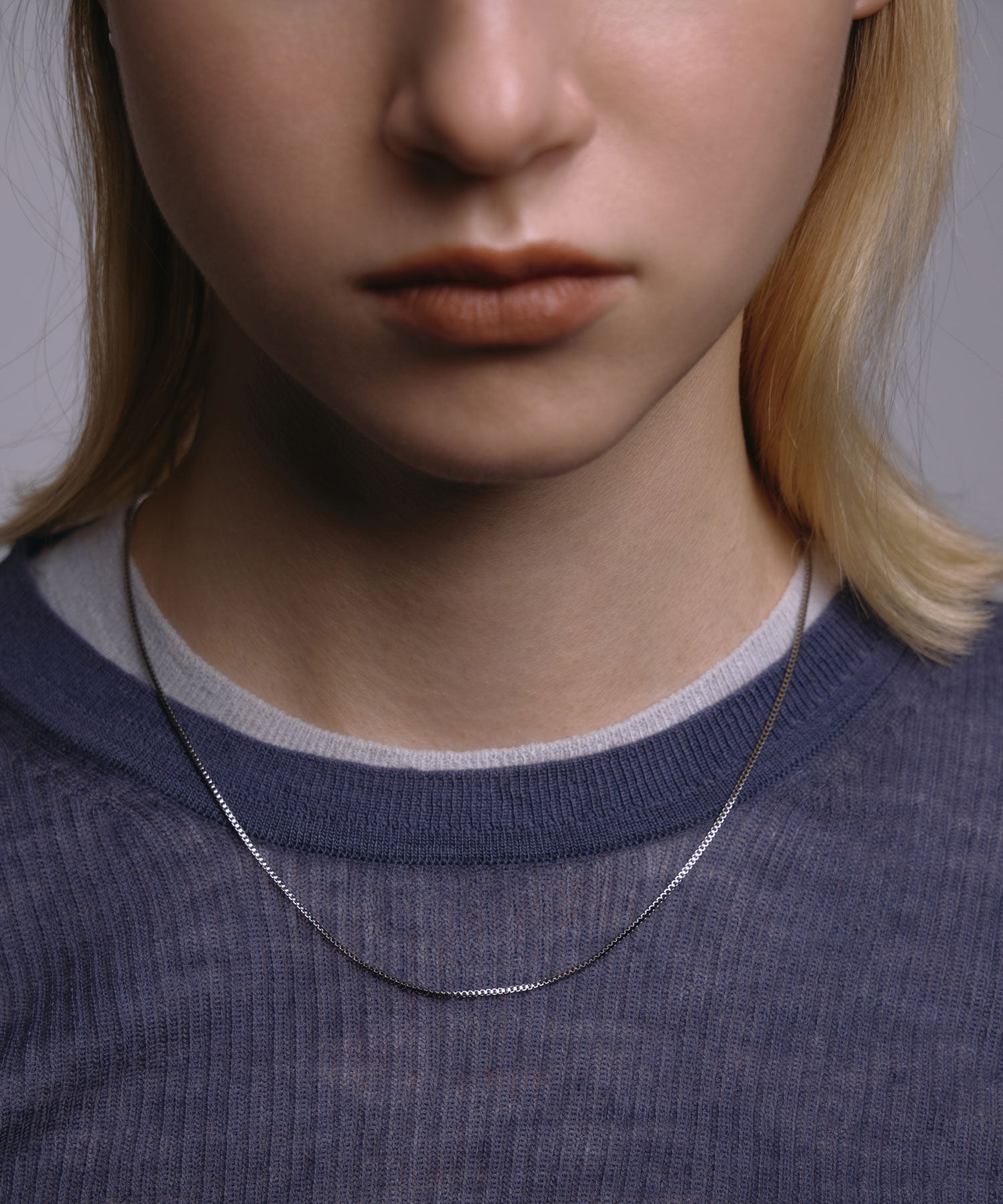 [シルバー]ボックスチェーンネックレス