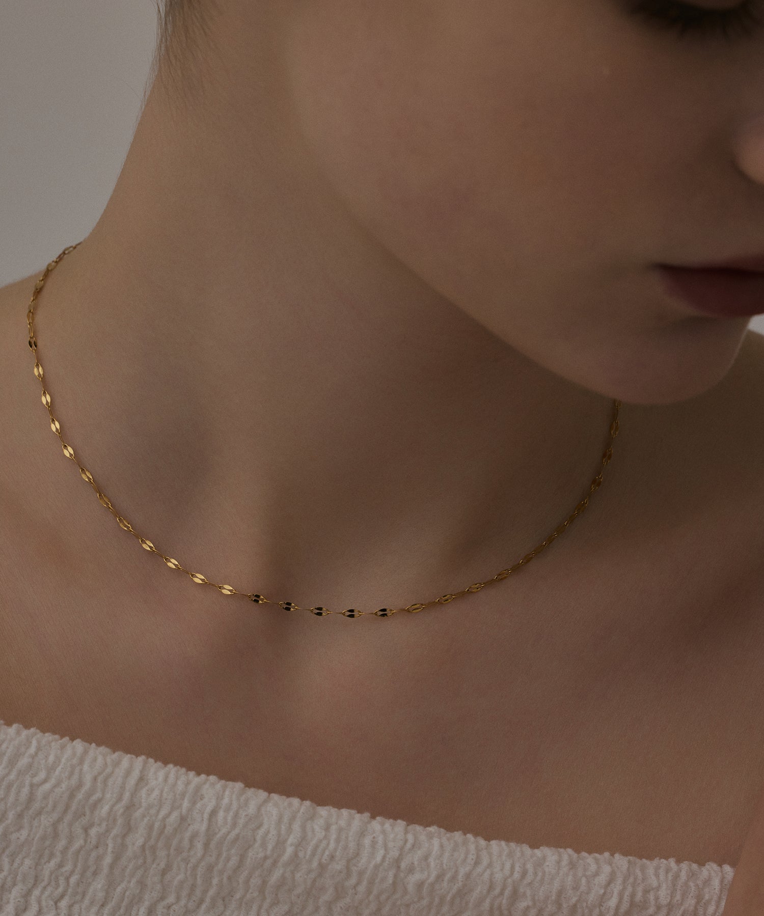 ゴールド]ペタルチェーンネックレス