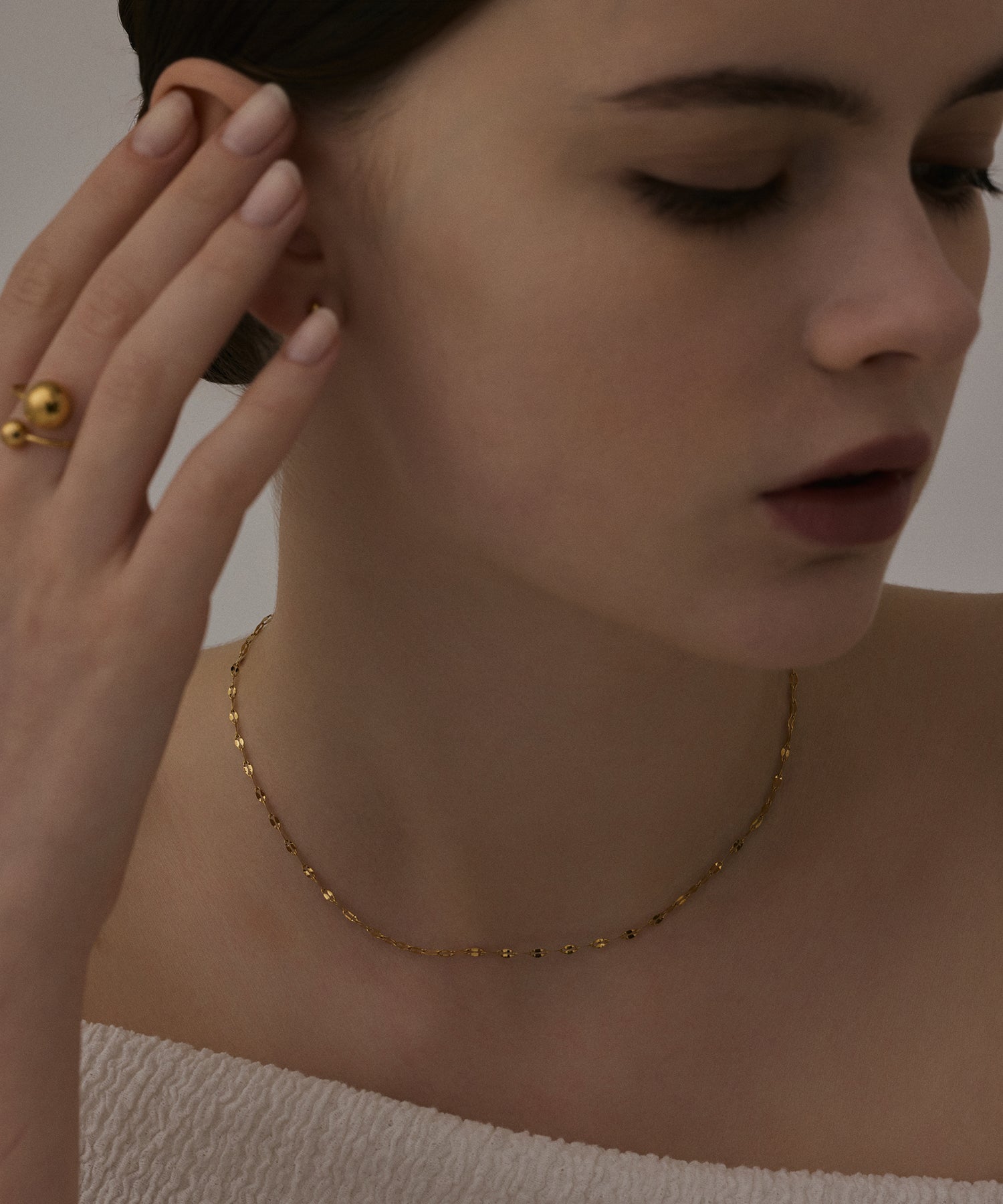 ゴールド]ペタルチェーンネックレス