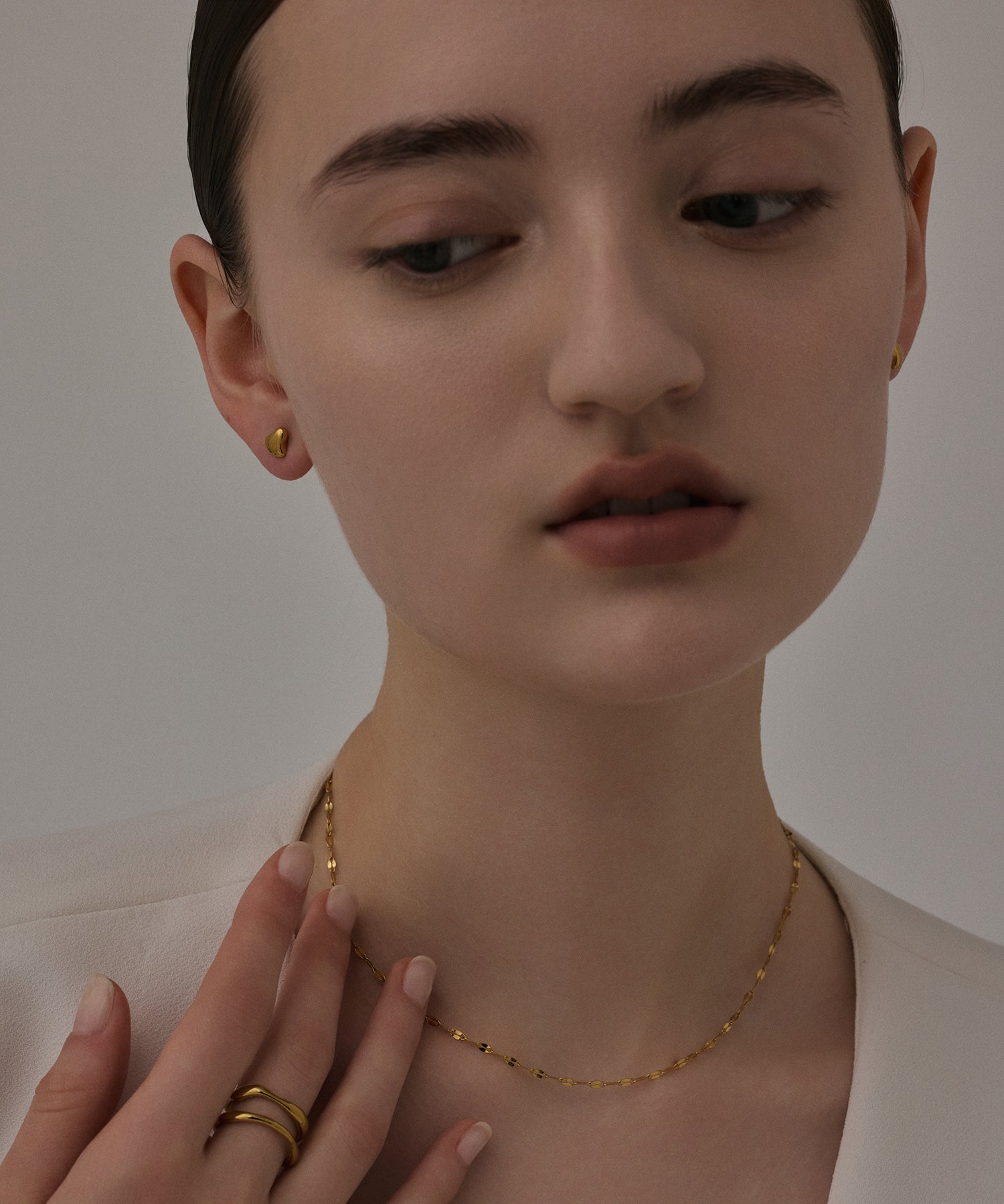 ゴールド]ペタルチェーンネックレス