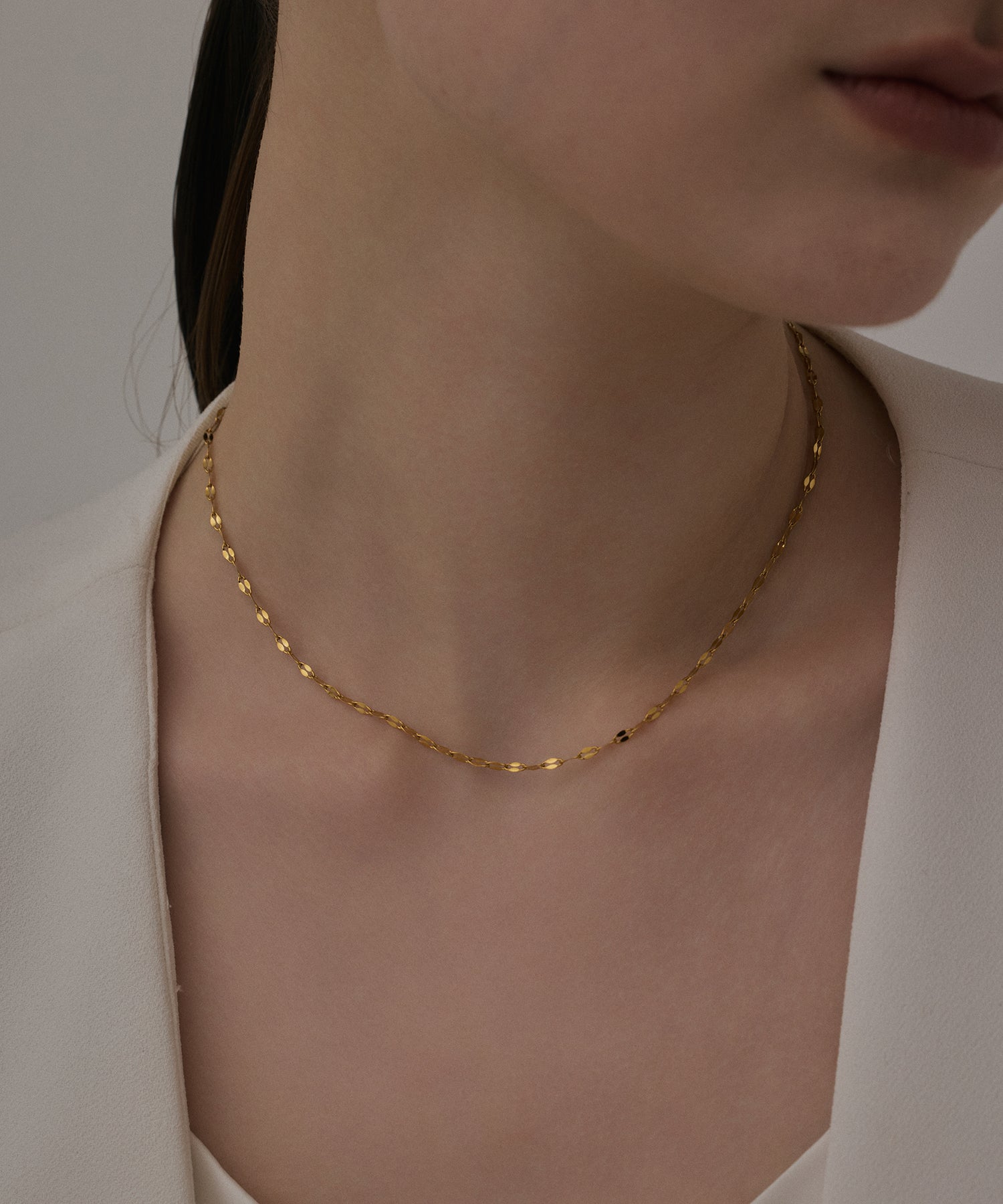 ゴールド]ペタルチェーンネックレス