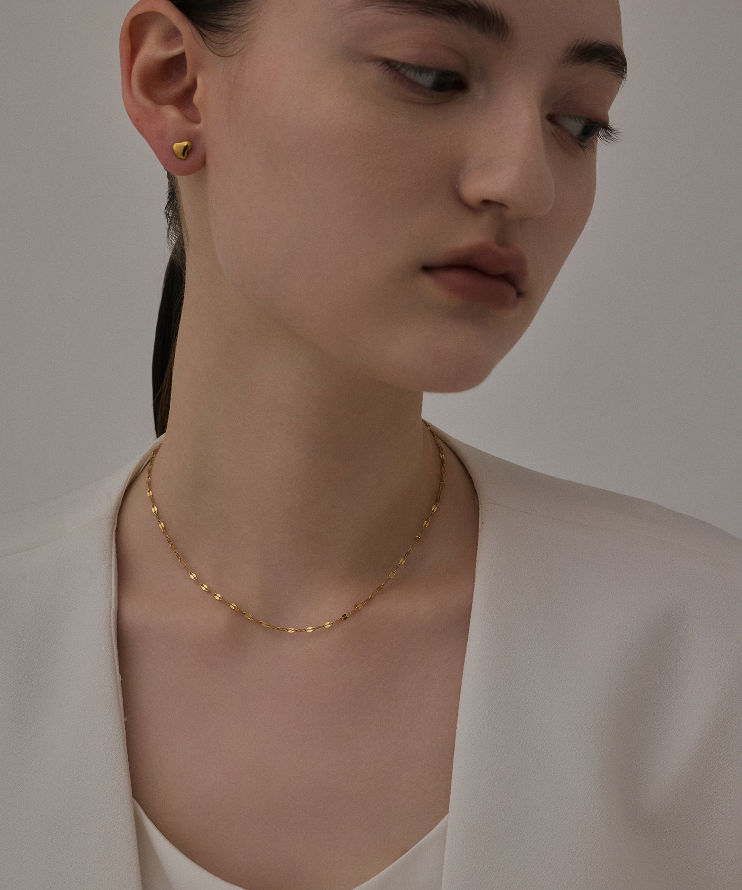 ゴールド]ペタルチェーンネックレス