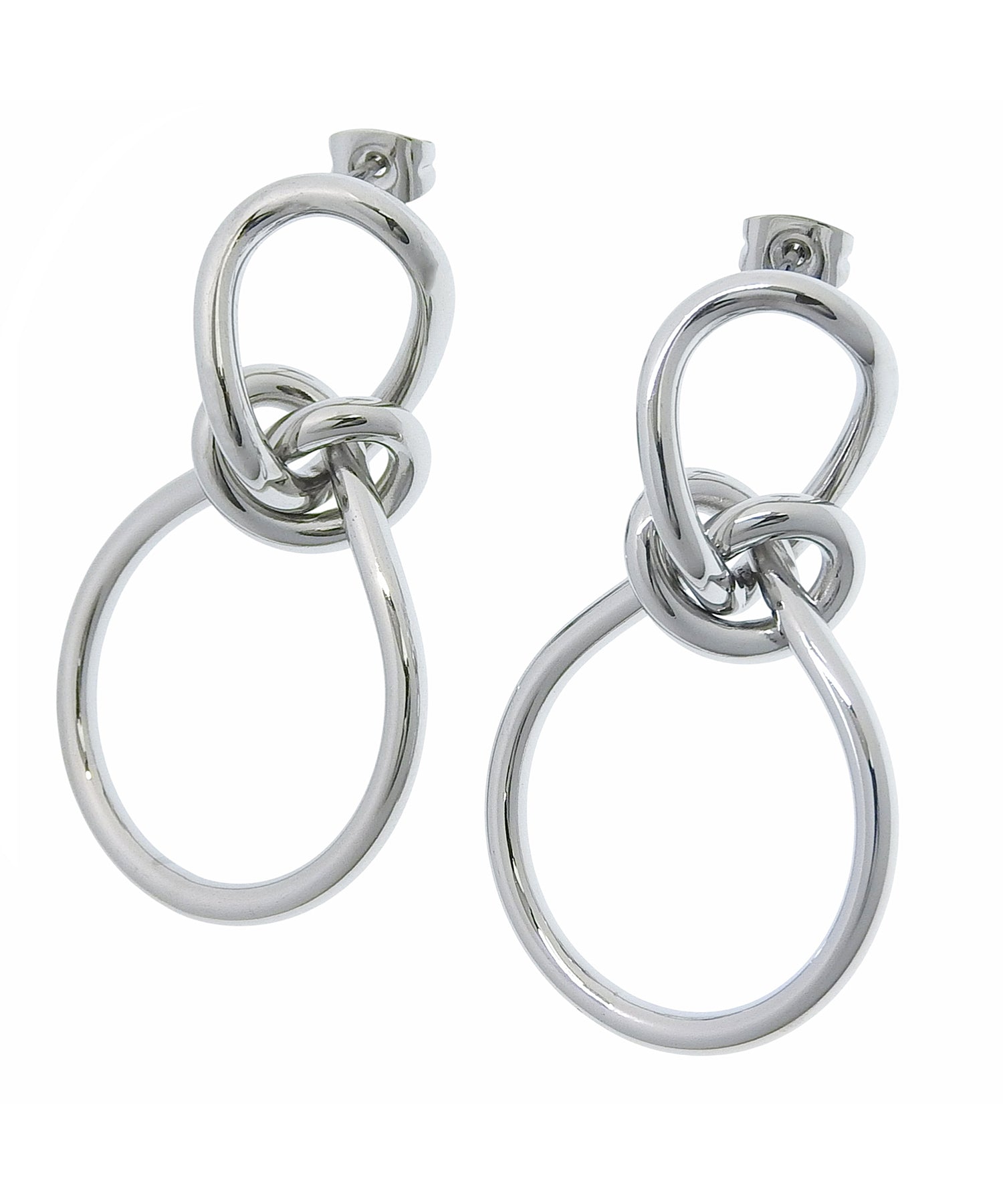 [Silver] Knot-link earrings