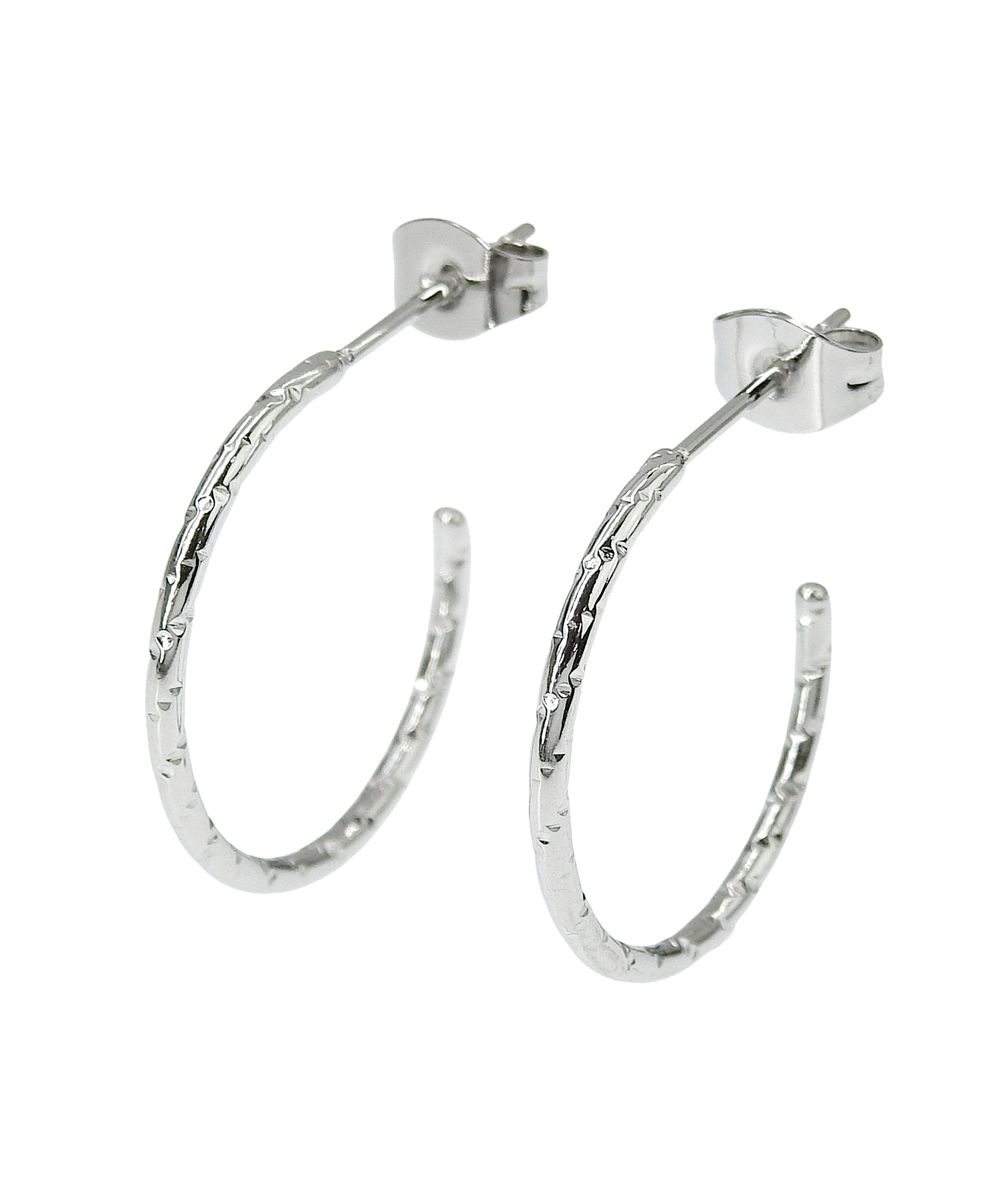 [Silver] Crunch Hoop Earrings