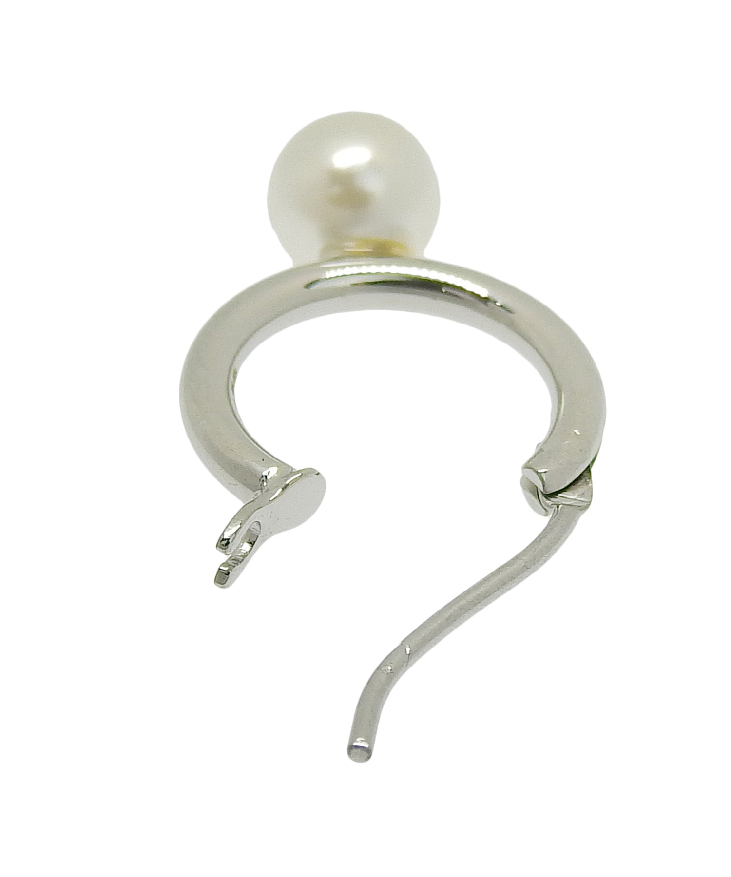 シルバー]パールループピアス