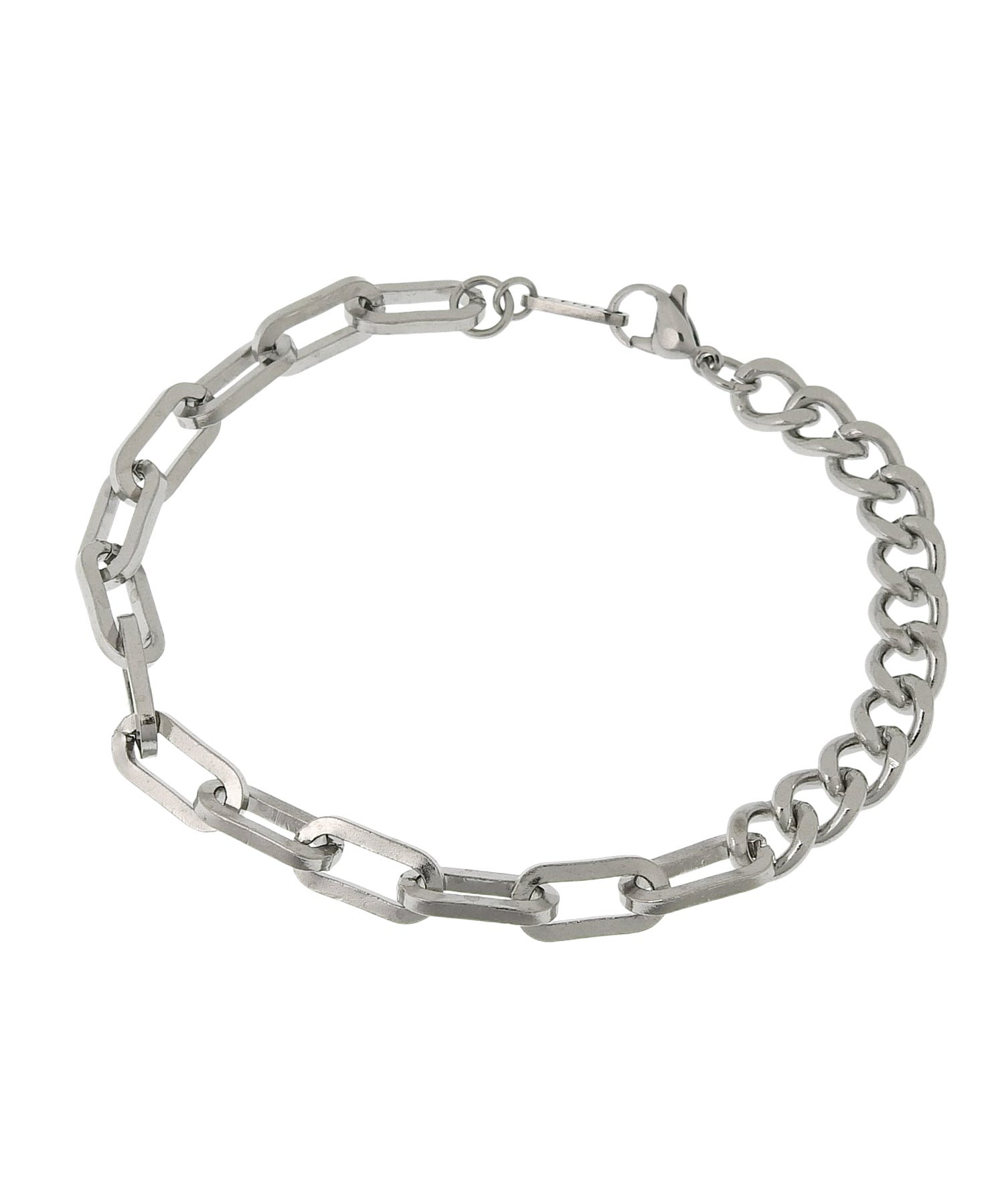 [シルバー]アシンメトリーチェーンブレスレット