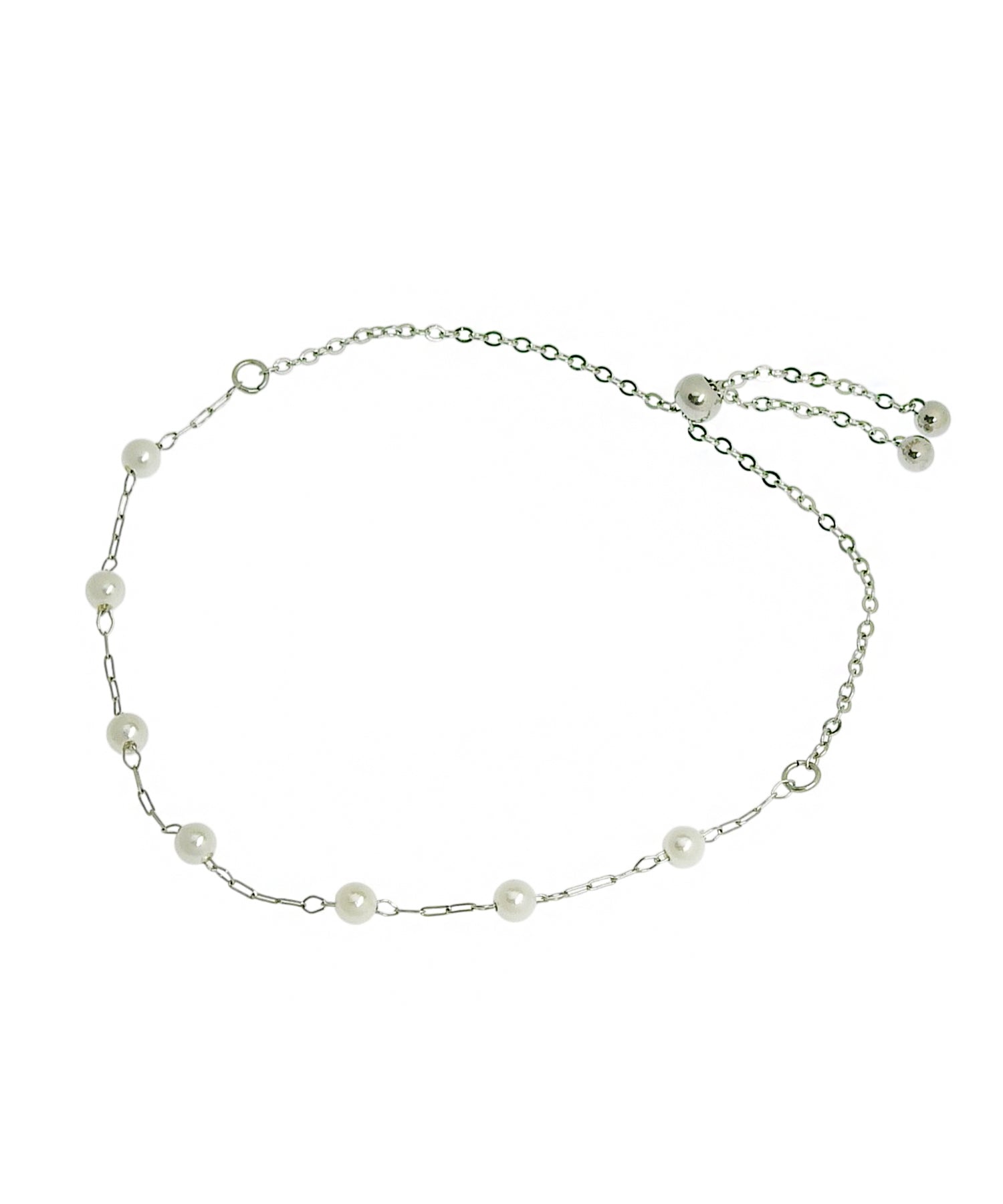 【展示会商品（预定3月下旬发送）】[銀色]站珍珠手镯