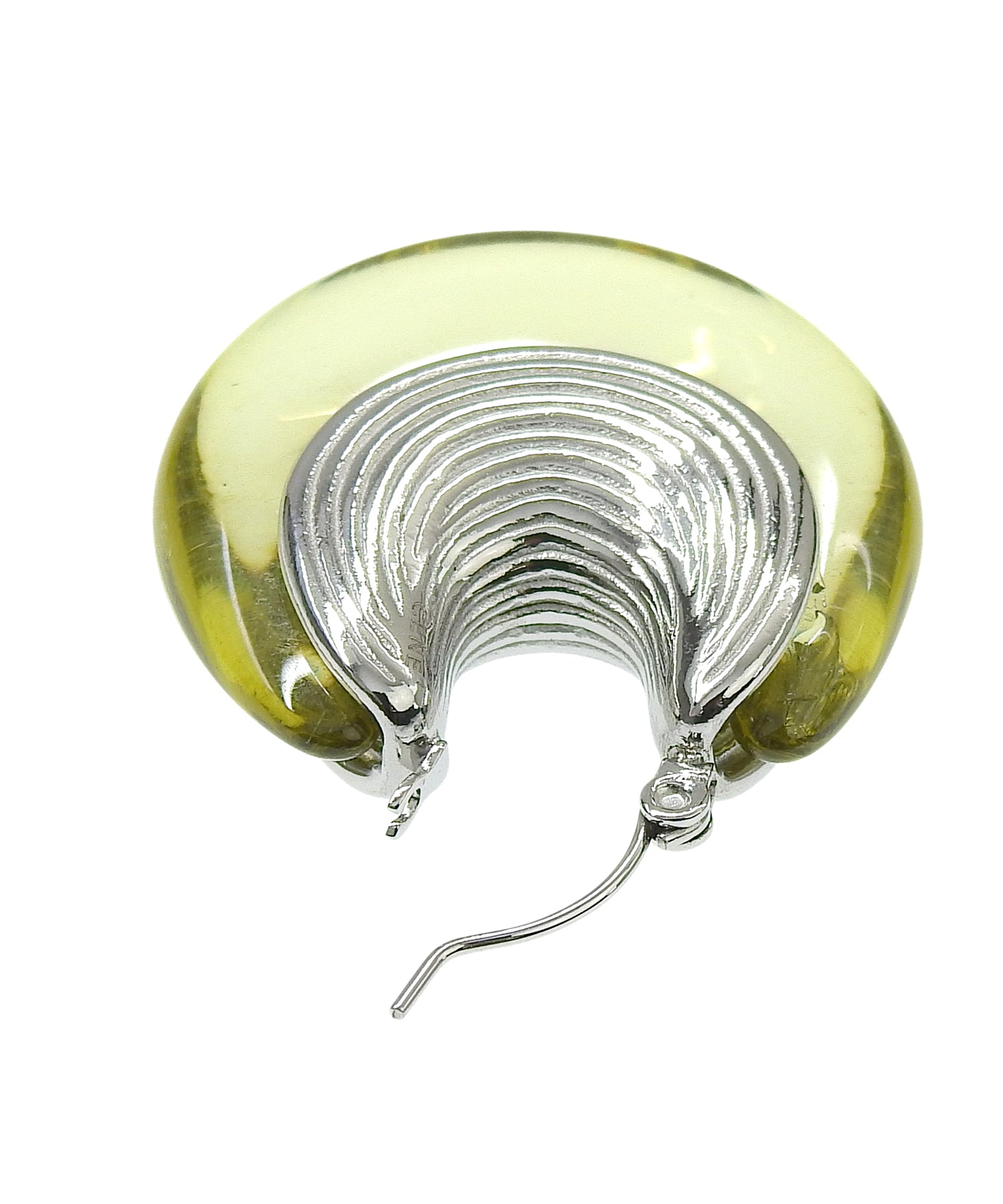 [銀色]透明貝殼耳環