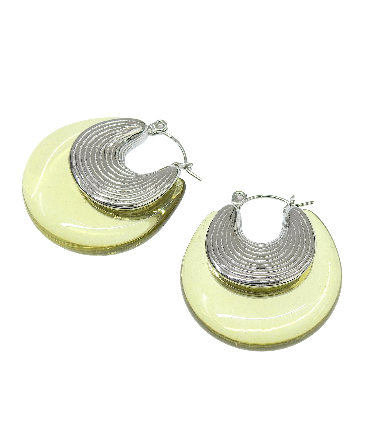 [銀色]透明貝殼耳環