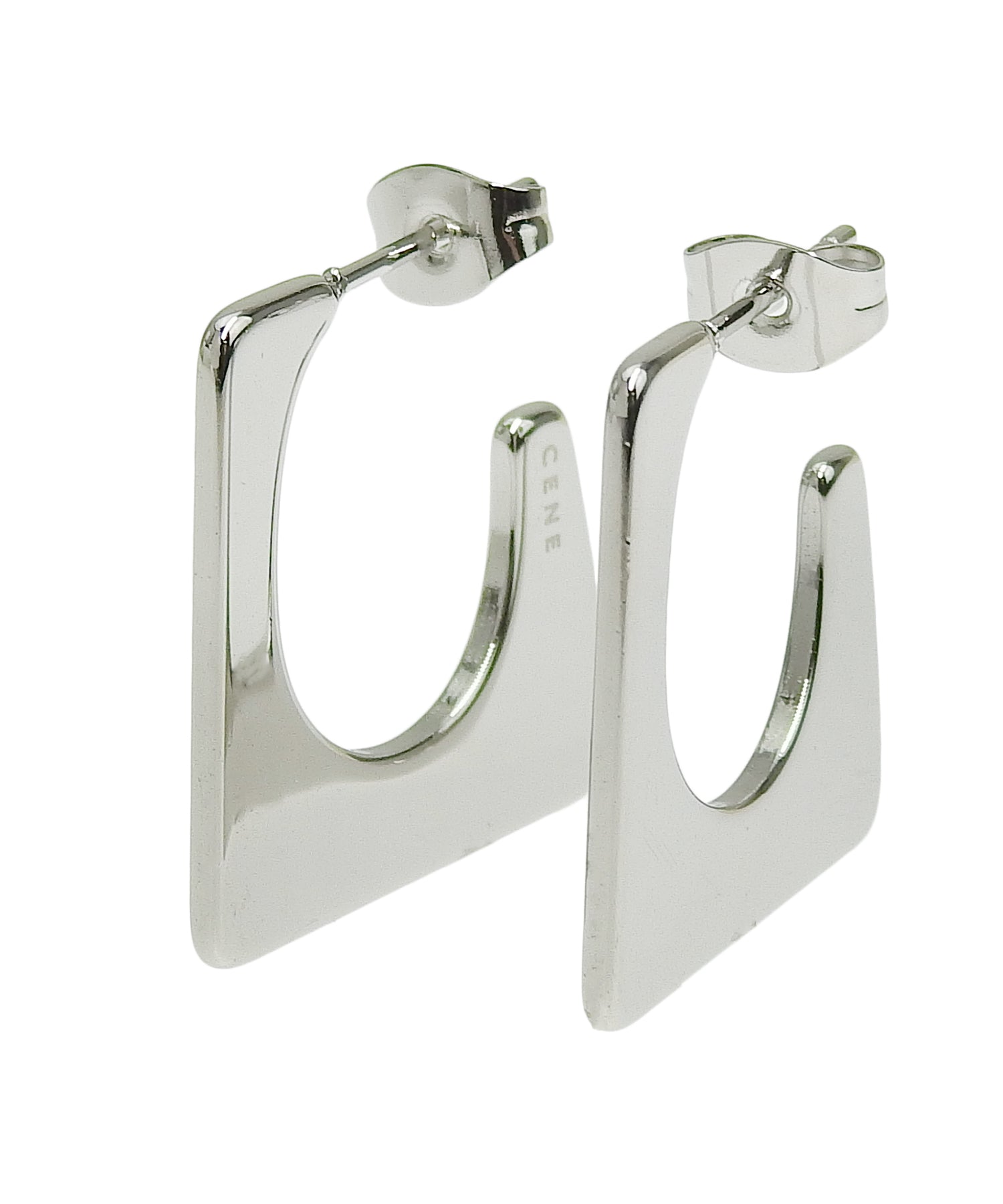 [Silver] Panel Hoop Earrings