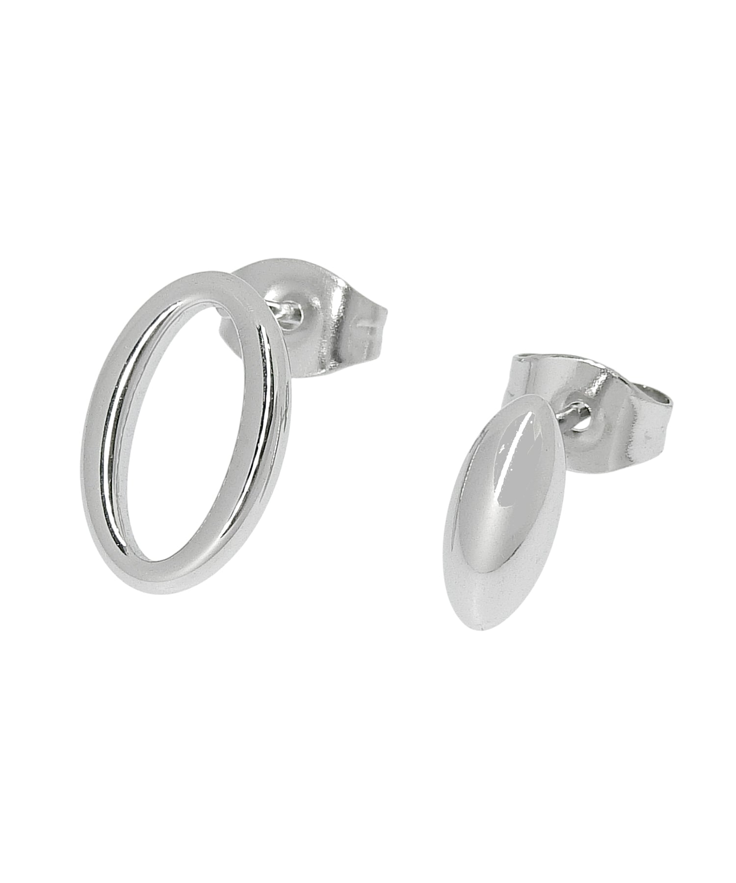 [シルバー]オーバルアシメピアス