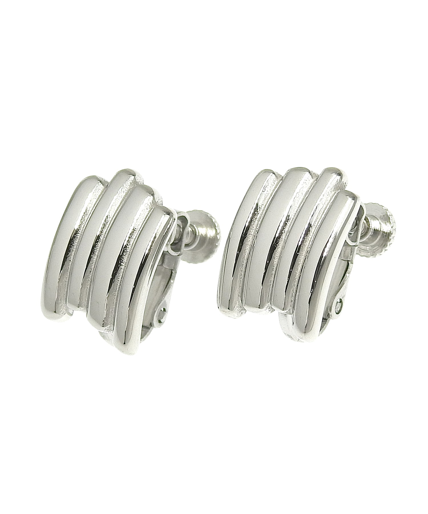 [シルバー]レイヤーラインイヤリング