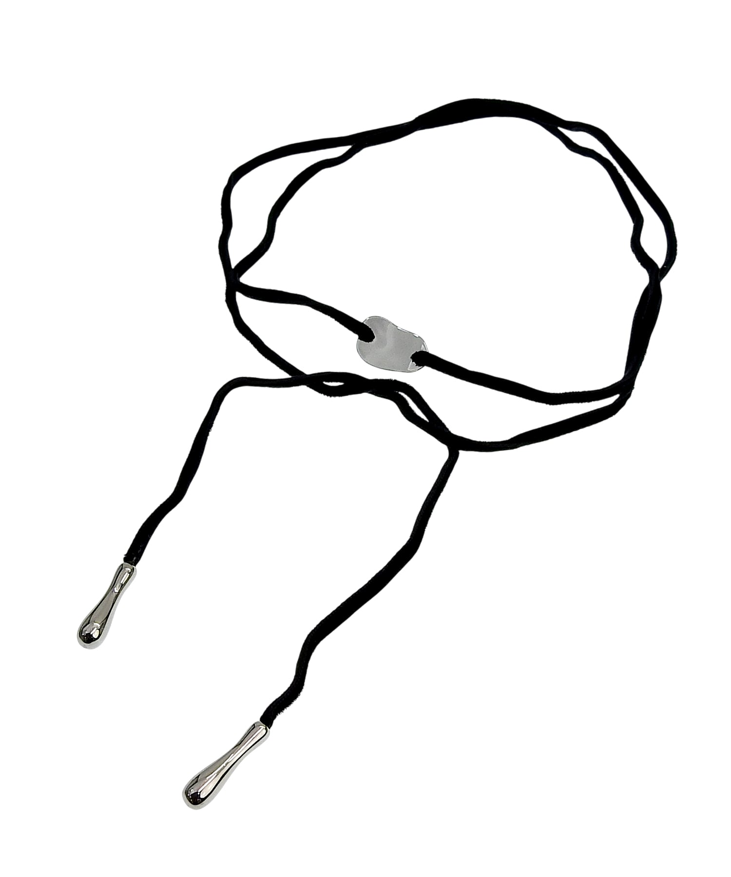 [シルバー]ニュアンスプレートロングチョーカー