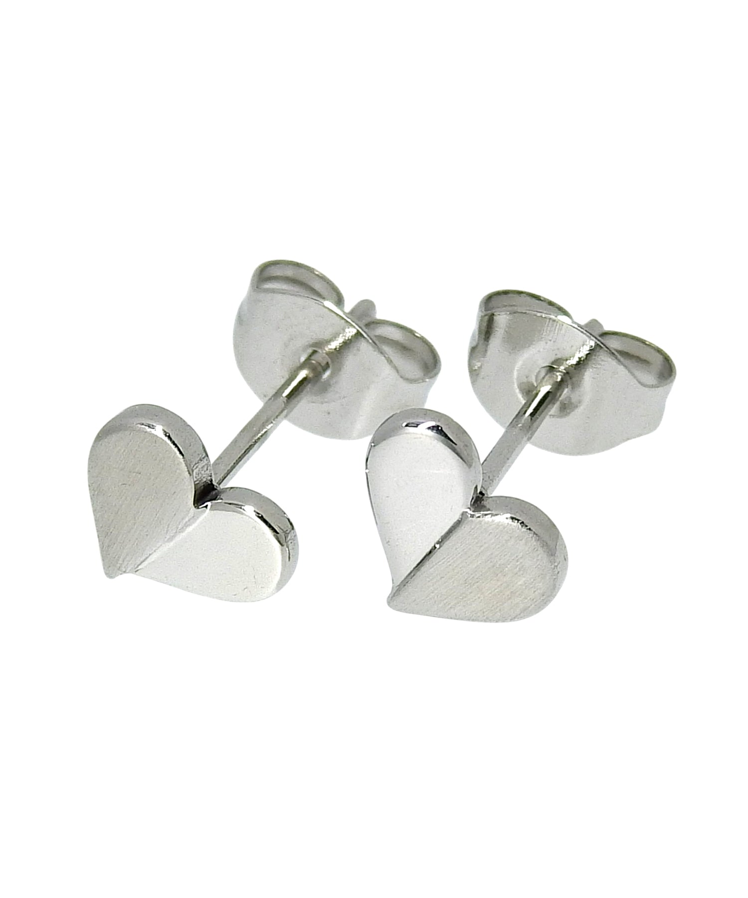 [シルバー]デュアルハートテクスチャーピアス