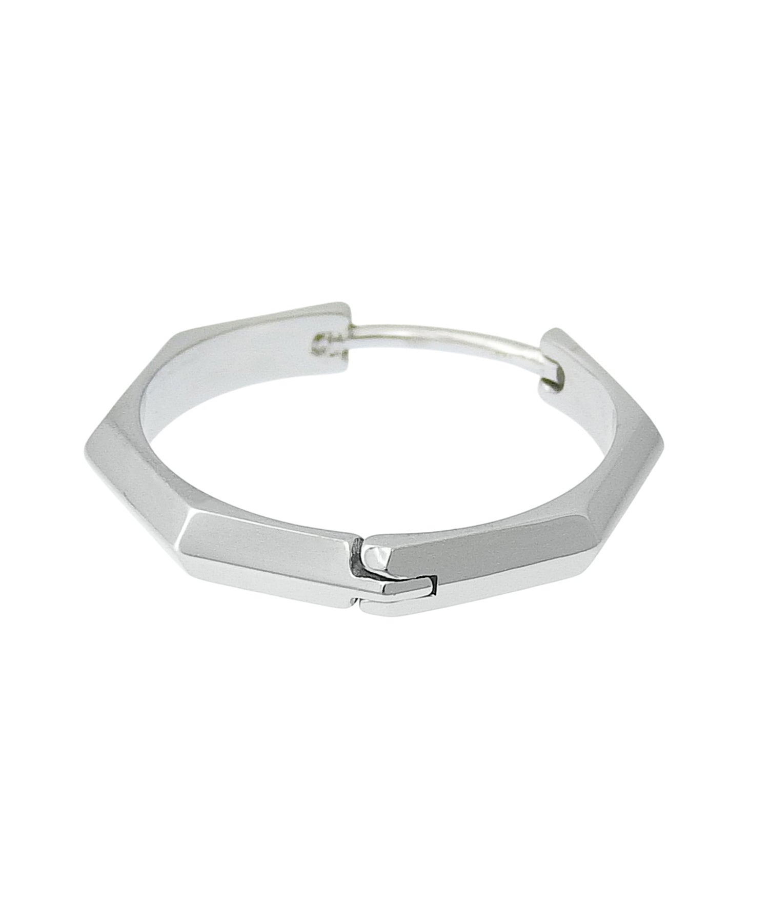 [シルバー]ファセットエッジフープピアス