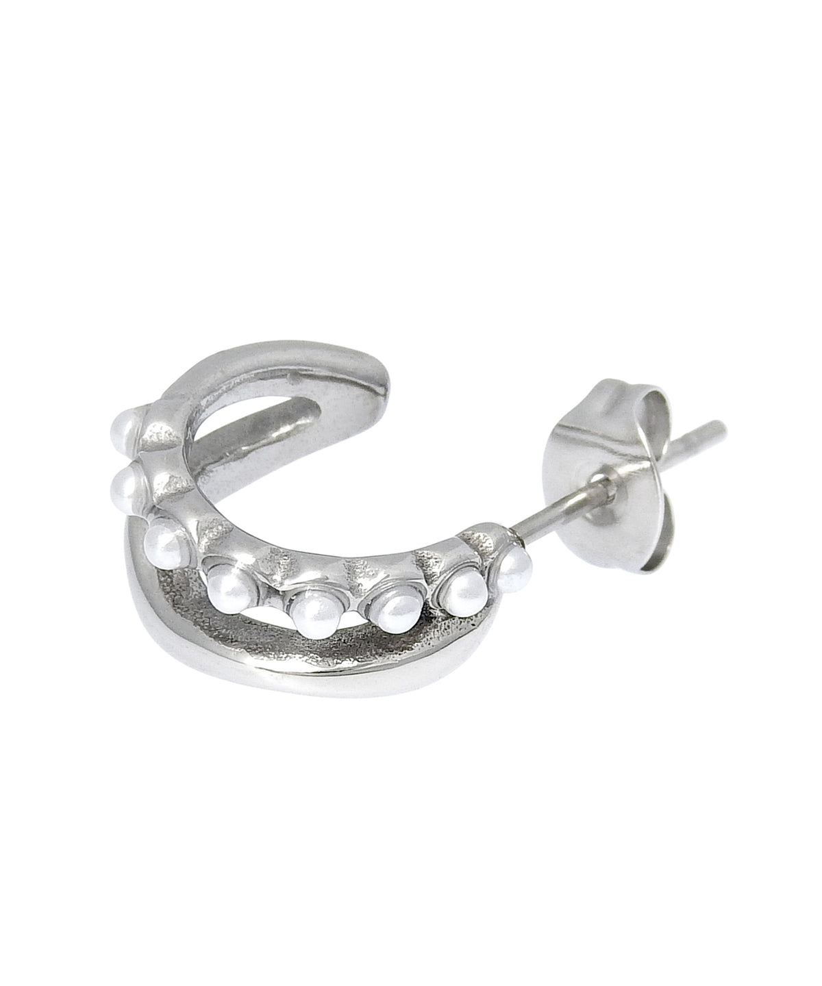 [シルバー]カーブパールピアス