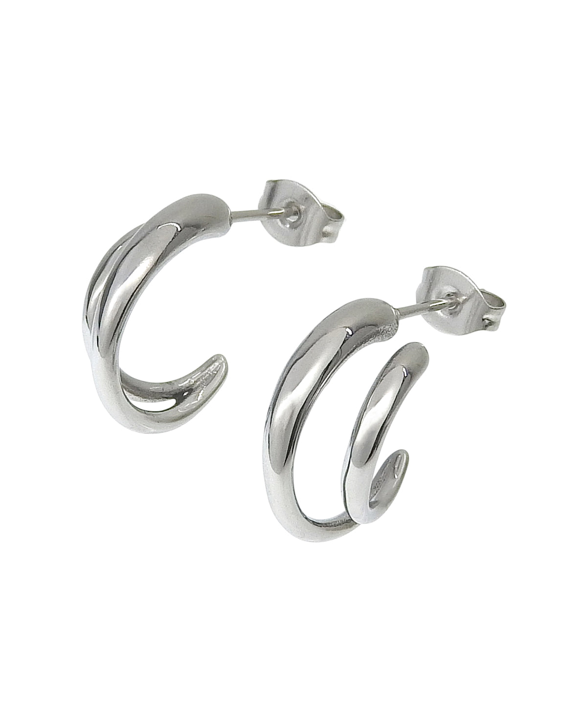 [シルバー]レイヤーラインピアス