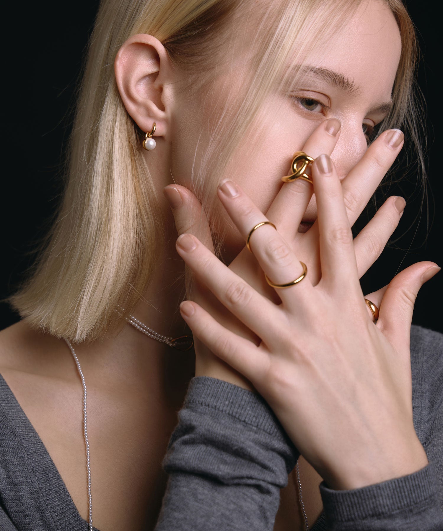 [ゴールド]ドロップパールピアス