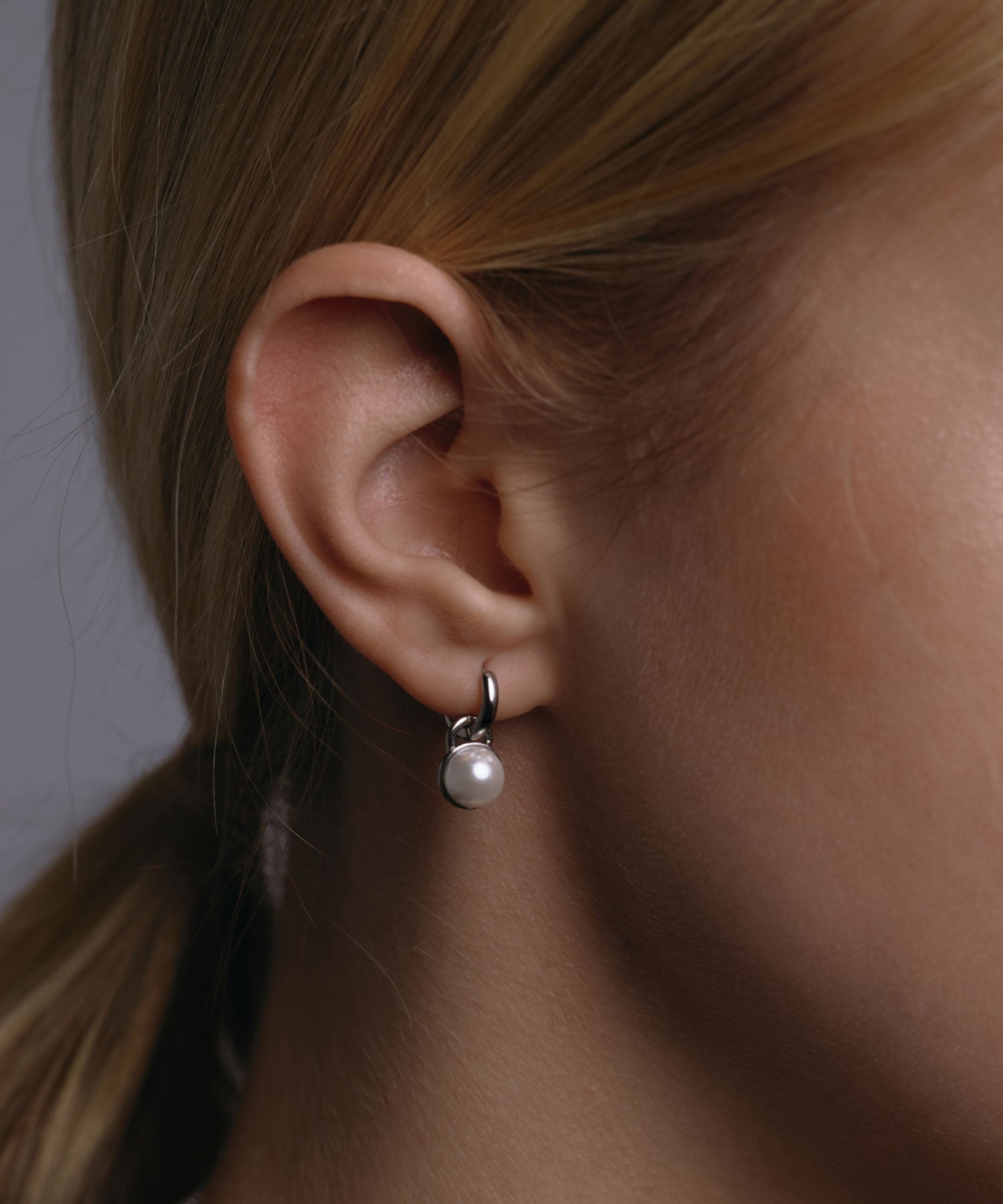 [シルバー]ドロップパールピアス