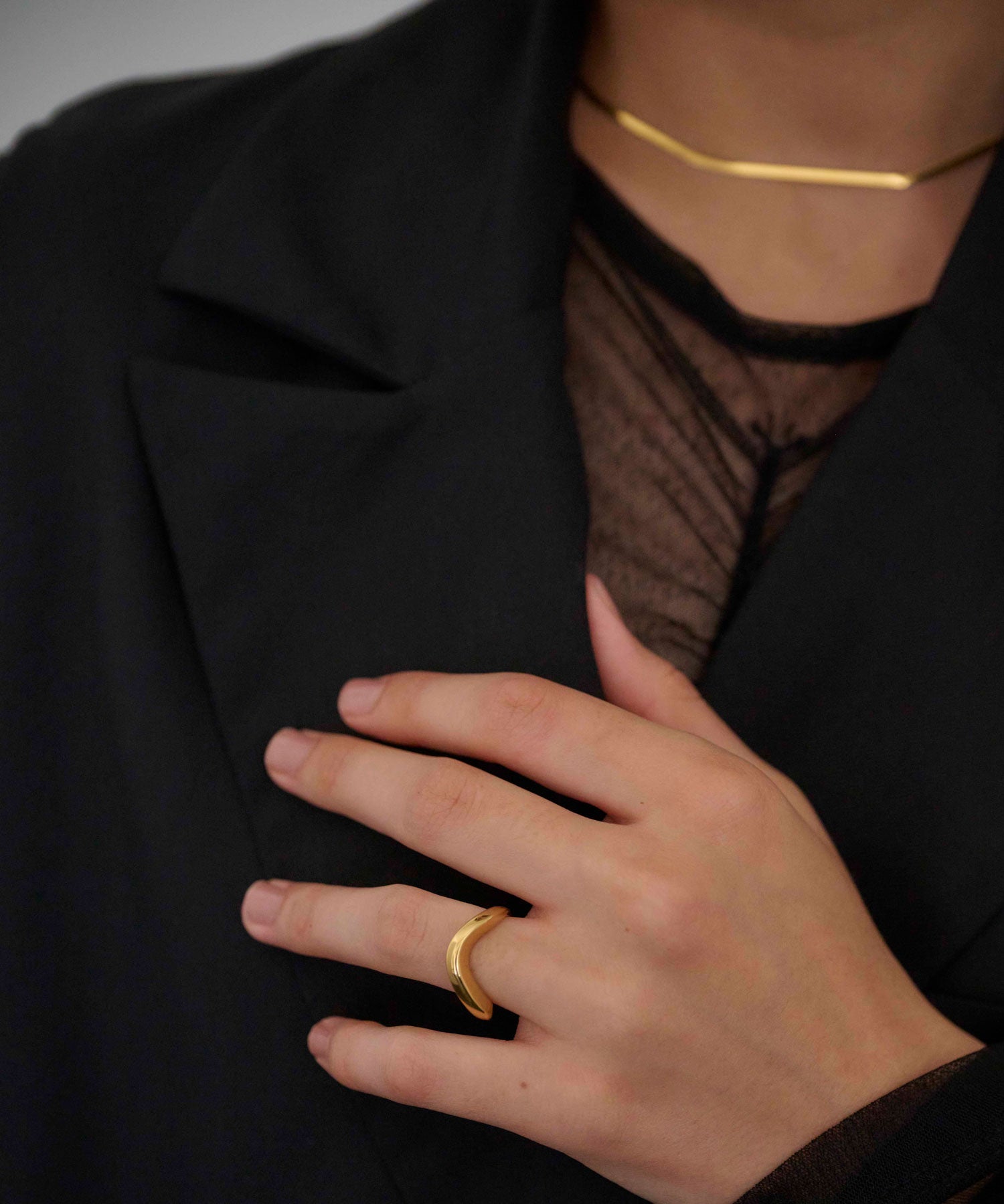 フルイドラインリング　ゴールド　金属アレルギー対応　サージカルステンレス