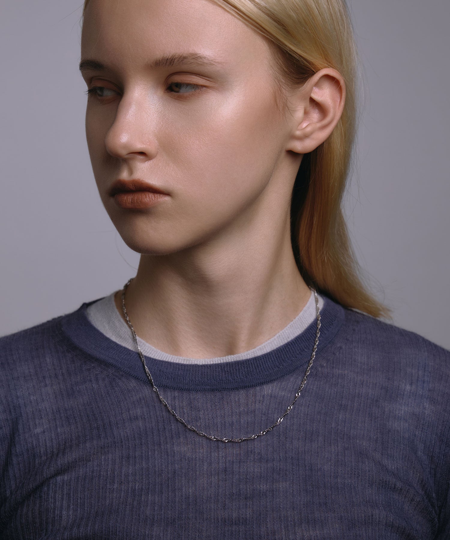 [シルバー]グリッターロープネックレス