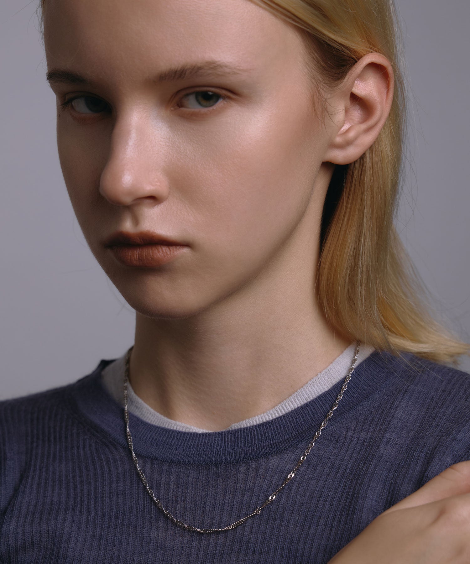 [シルバー]グリッターロープネックレス